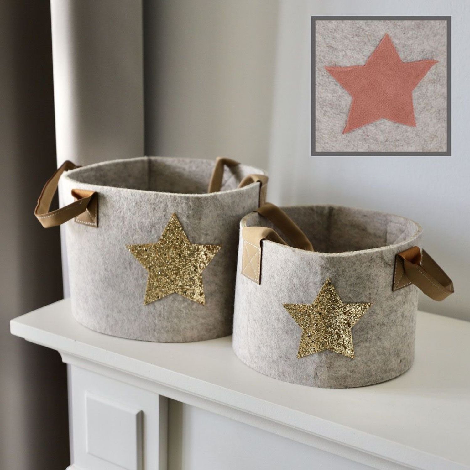 BURI Dekofigur Filzkorb-Set mit Stern 2-teilig günstig online kaufen