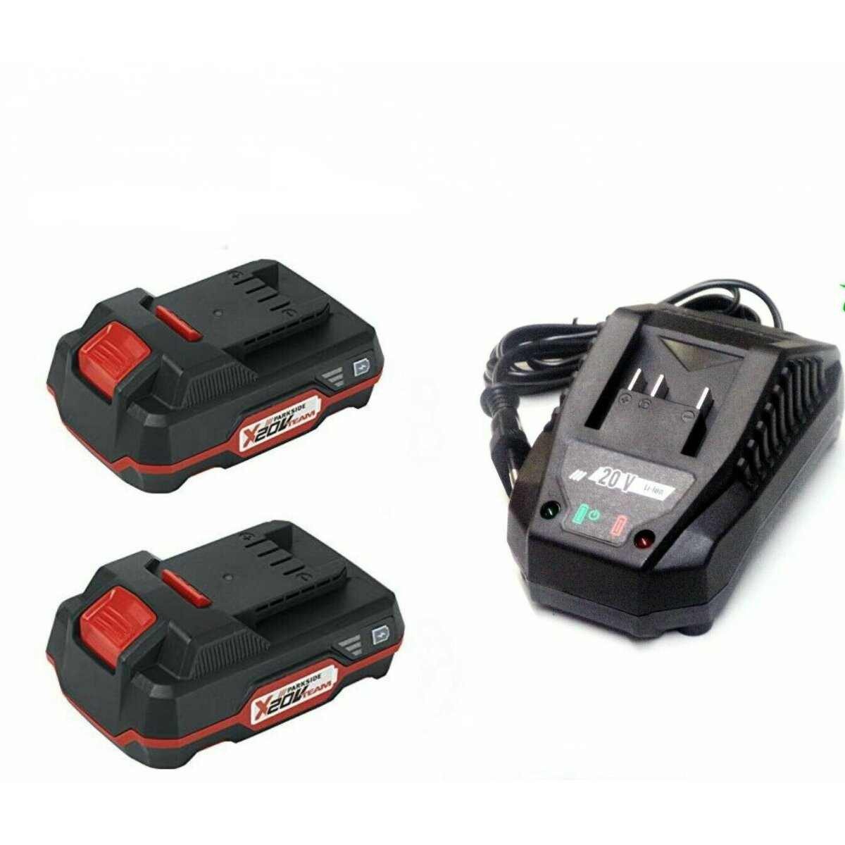 Parkside Starterset Parkside 2 x Akku 20 V 2.0 Ah PAP 20 und Ladegerät Akku Starter-Set