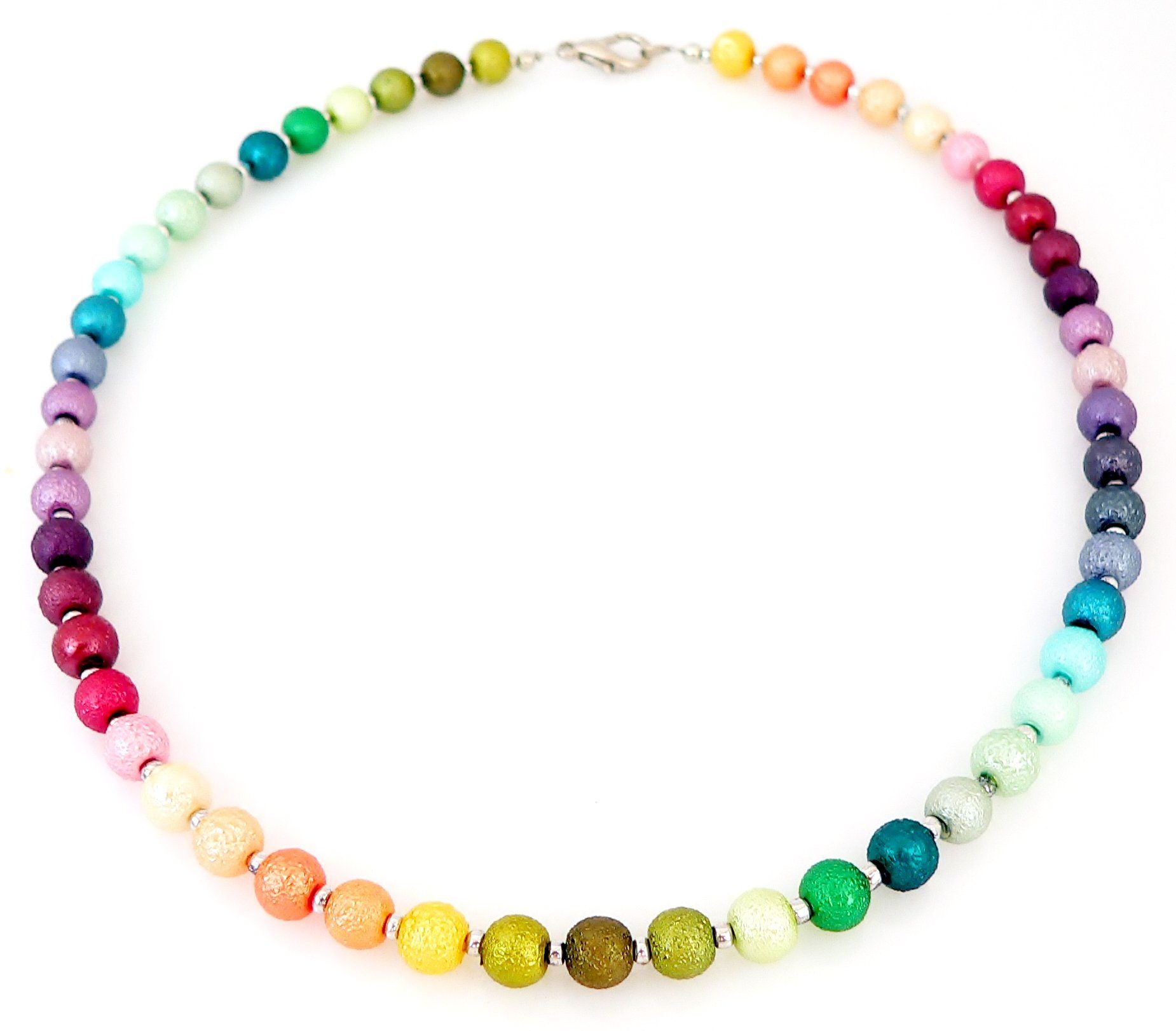 traumschmuck Collier 441h Collier Halskette Glasperlen Krepp mehrfarbig, bunt 52 cm (Geschenk, Muttertag, Weihnachten, Geburtstag, Valentinstag, incl. Schmuckbox), handgefertigt, Made in Germany, verstellbare Gesamtlänge