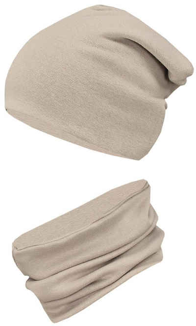 TupTam Mütze & Schal Kinder Beanie Mütze Schlauchschal Set aus Jersey und Rippstoff