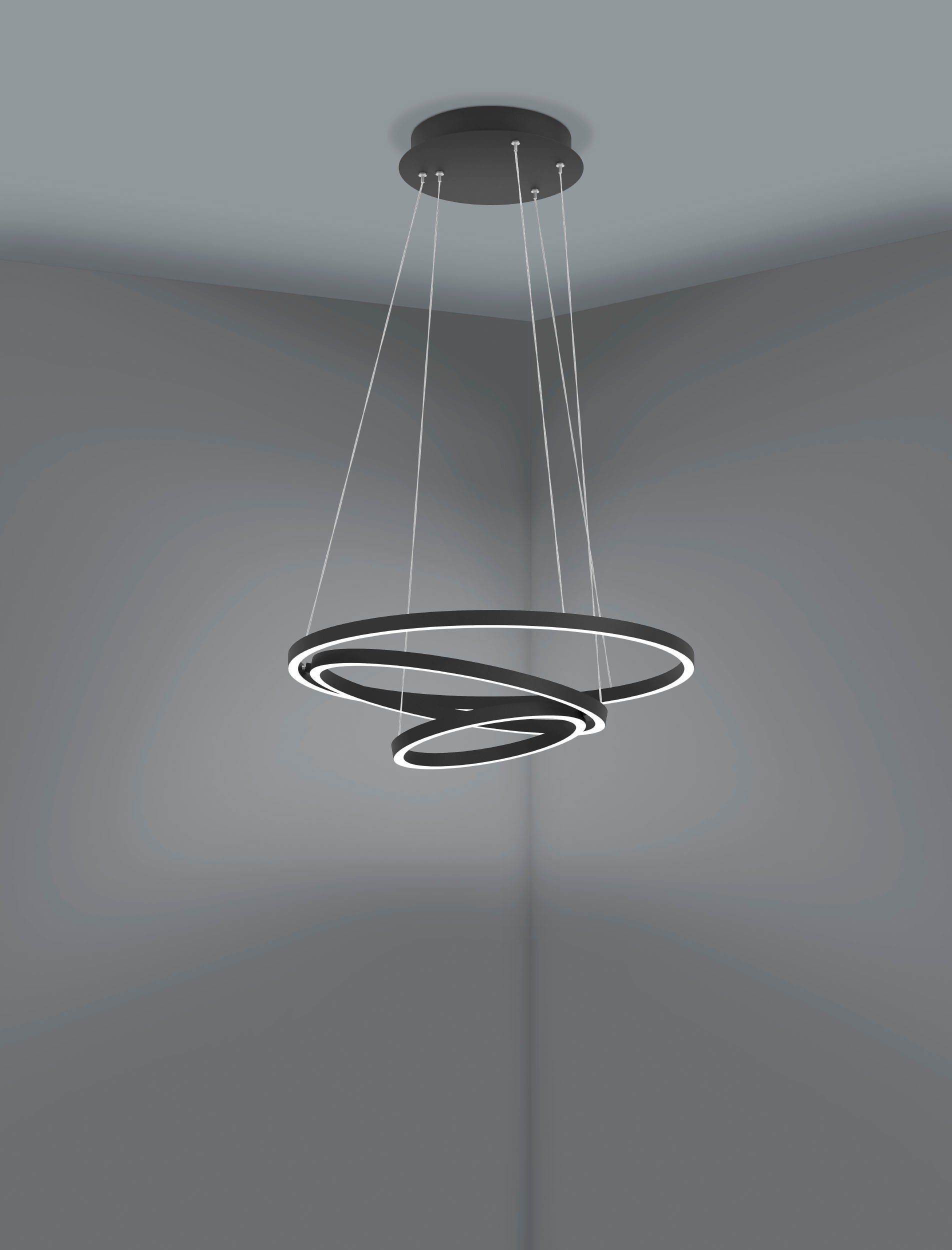 EGLO Hängeleuchte LOBINERO-Z Hängelampe schwarz, Tuneable White, ZigBee 3.0, Pendellampe, Bluetooth, CCT - über Fernbedienung, Dimmfunktion, Ein-/Ausschalter, Farbsteuerung, Farbwechsel, Memoryfunktion, Nachtlichtfunktion, Smart Home, Weckerfunktion, dimmbar über Fernbedienung, mehrere Helligkeitsstufen, LED fest integriert, warmweiß - kaltweiß, Timer, App/Sprachsteuerung Alexa, ‎‎‎‎58x58x110cm, exkl. Fernbedienung
