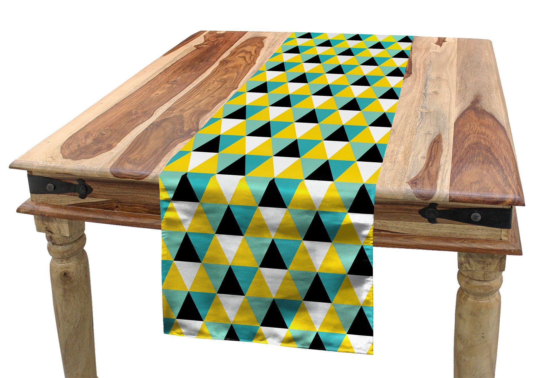 Abakuhaus Tischläufer Esszimmer Küche Rechteckiger Dekorativer Tischläufer, Geometrisch Abstract Colored Triangle