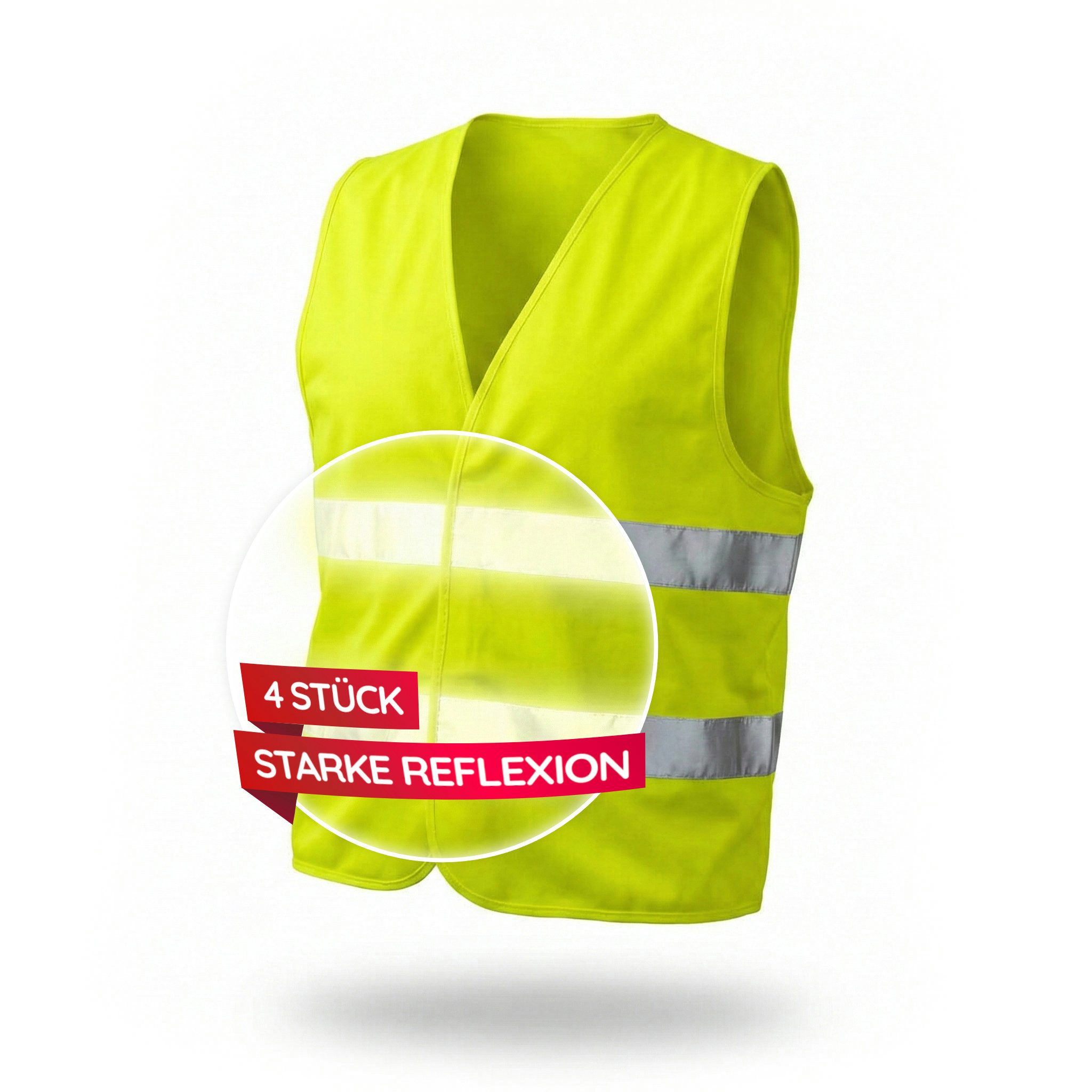 FLEXEO Warnweste DIN EN ISO 20471 (4-tlg) Sicherheitsweste fürs Auto PKW