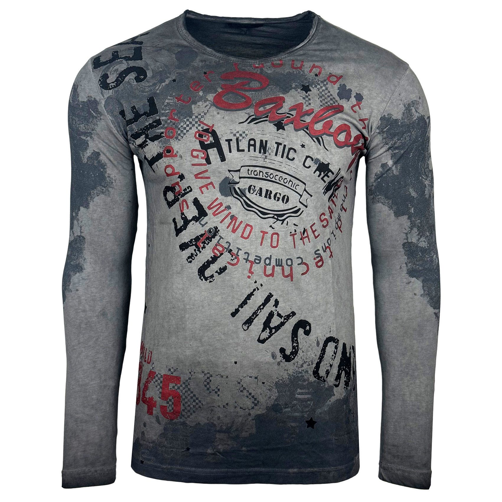 Baxboy Longshirt Baxboy Herren Longsleeve T-Shirt Langarmshirt Aufdruck Obe günstig online kaufen