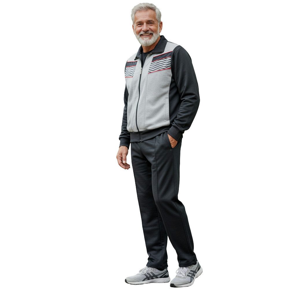 Herbold Sportswear Trainingsanzug Herren Freizeitanzug Sportanzug (2-tlg), mit Biesennaht, Reißverschluss-Taschen, Kontrastpaspel – Bild 3 von 5