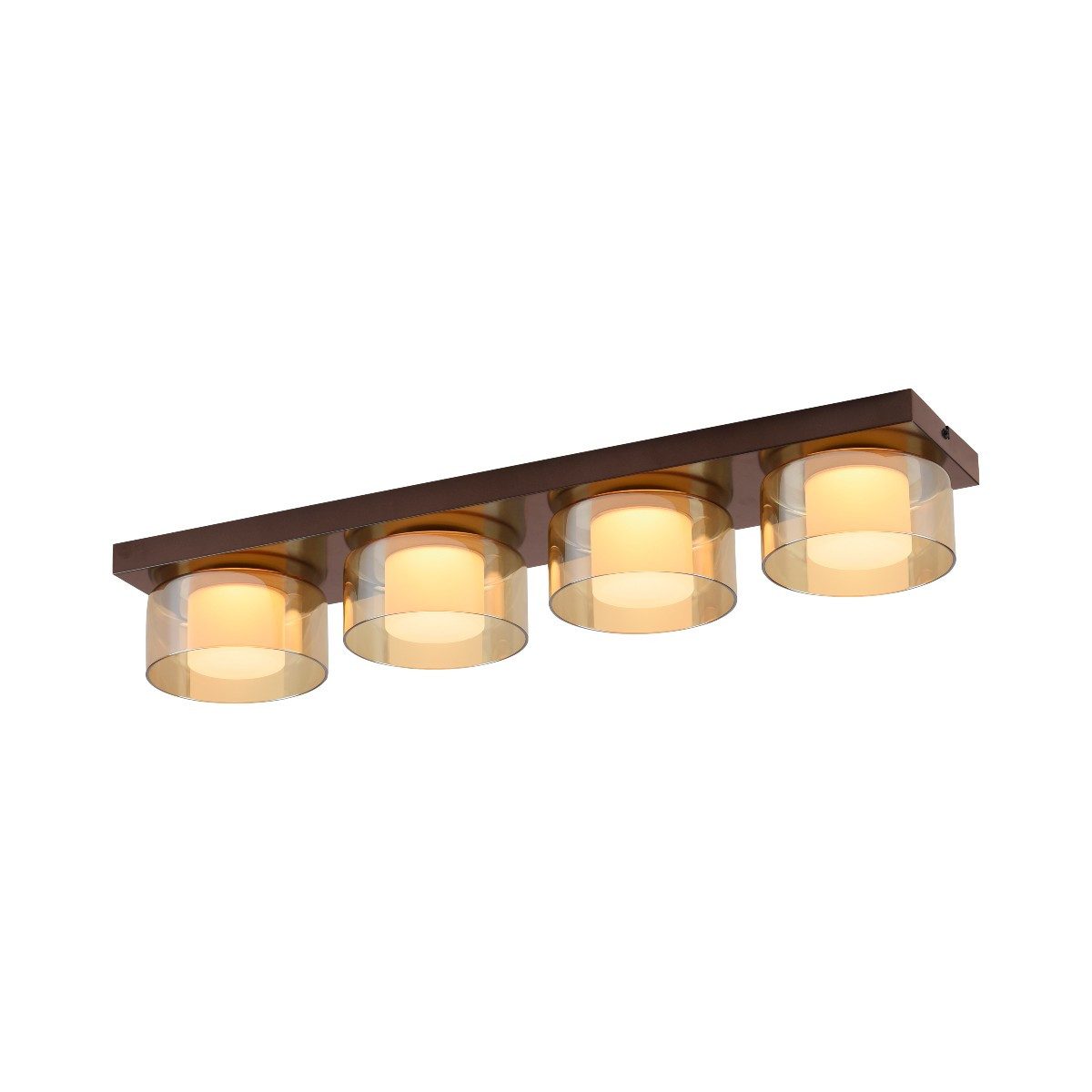 Paul Neuhaus LED Deckenleuchte Rika, Memory-Funktion, LED fest integriert, Warmweiß, 4-flammig, Amber/Opalglas, 70 cm, dimmbar via Wandschalter