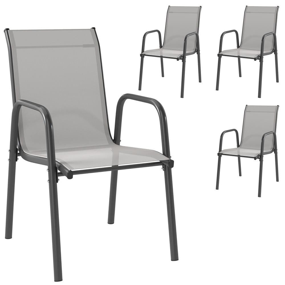 FELIXLEO Barhocker Gartenstühle 4er Set Stapelbare Rücken Armlehnen 120 kg Belast
