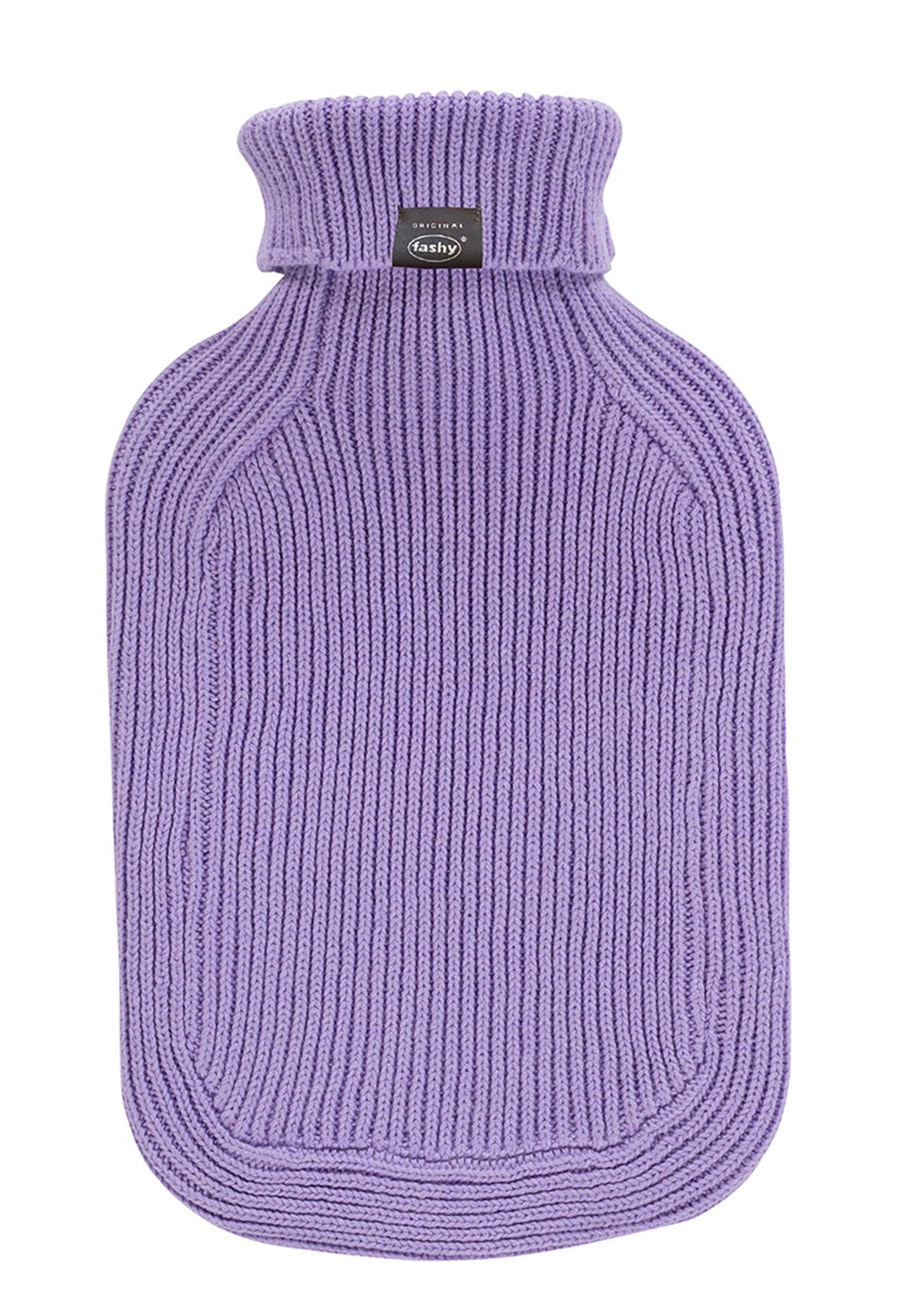 Fashy Wärmflasche Wärmflasche mit Rollkragen Strickbezug 2 Liter Flieder Lila Fashy