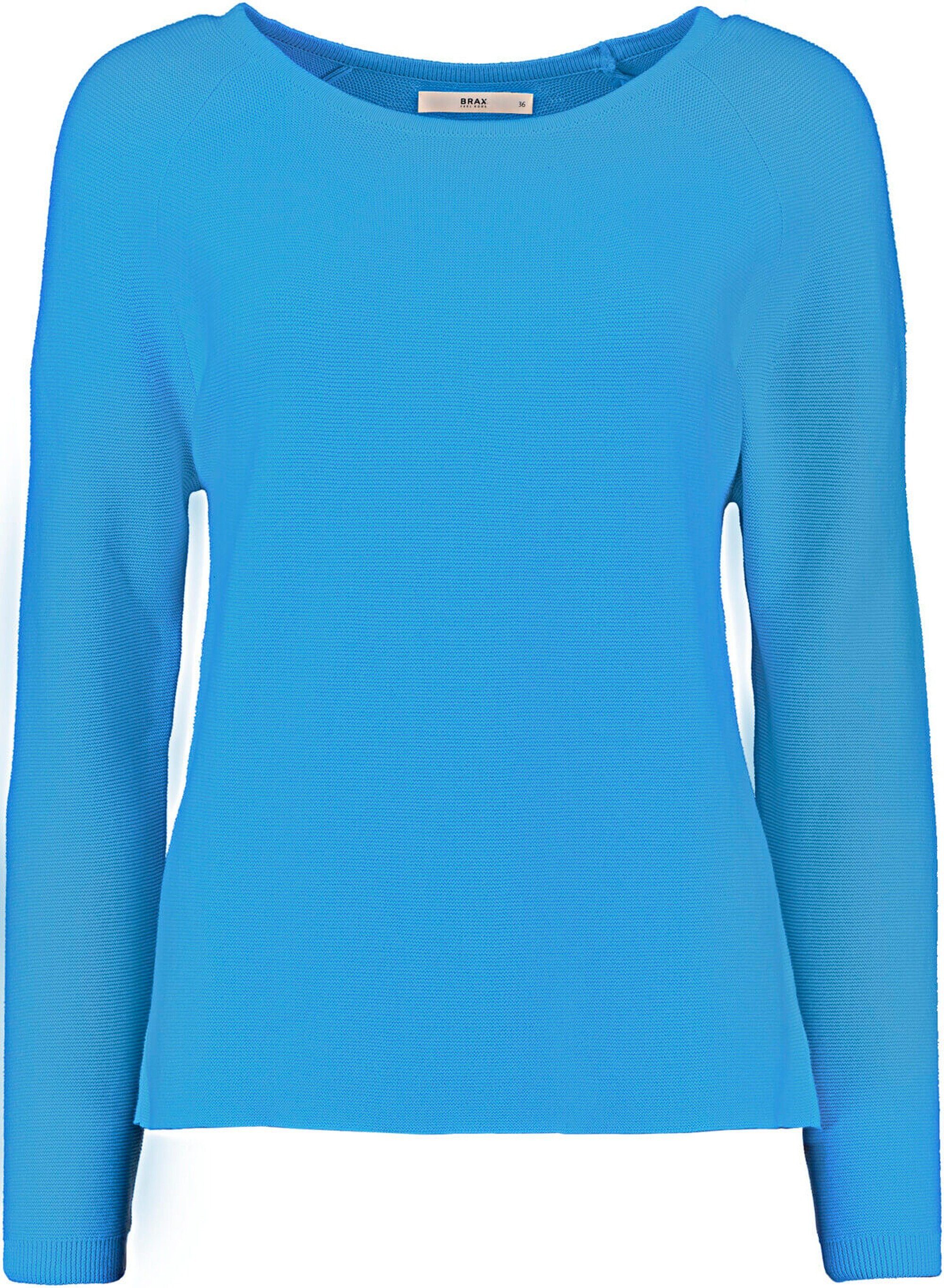Brax Strickpullover BRAX Pullover Lesley blau im trendigen Linksstrick