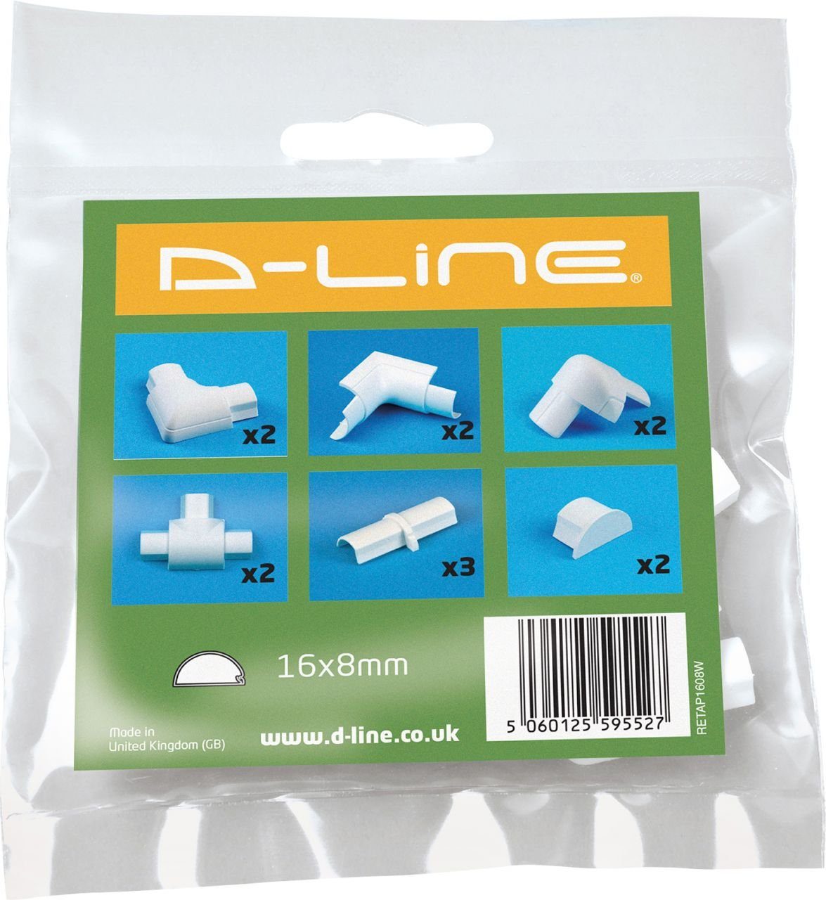 D-Line Design Kabelkanal D-Line Design Kabelkanal Zubehör-Set 16x8mm weiß