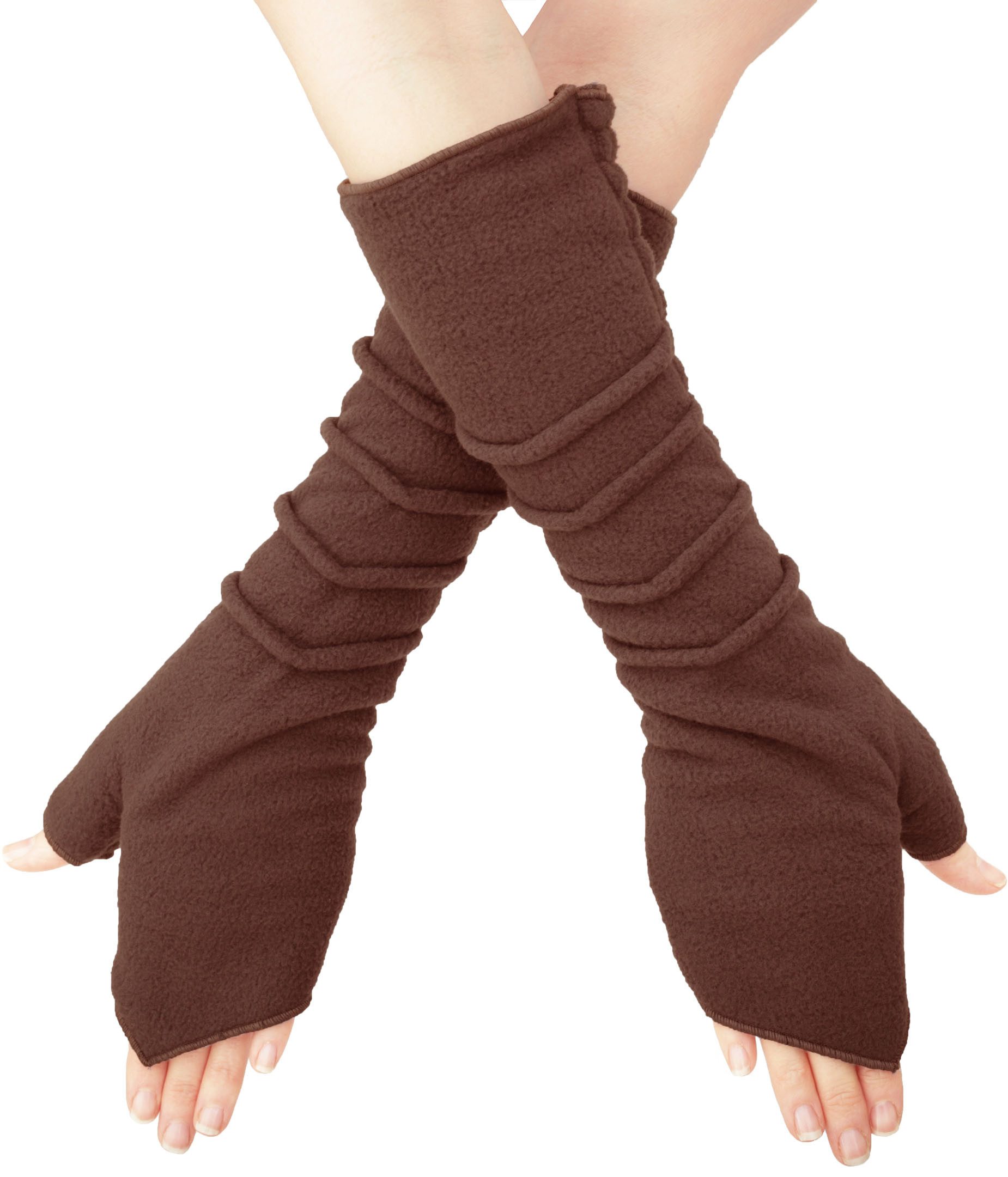 PUREWONDER Armstulpen Armstulpen Pulswärmer für Damen, Fleece Handstulpen Nr. 21 Braun (1 Paar)