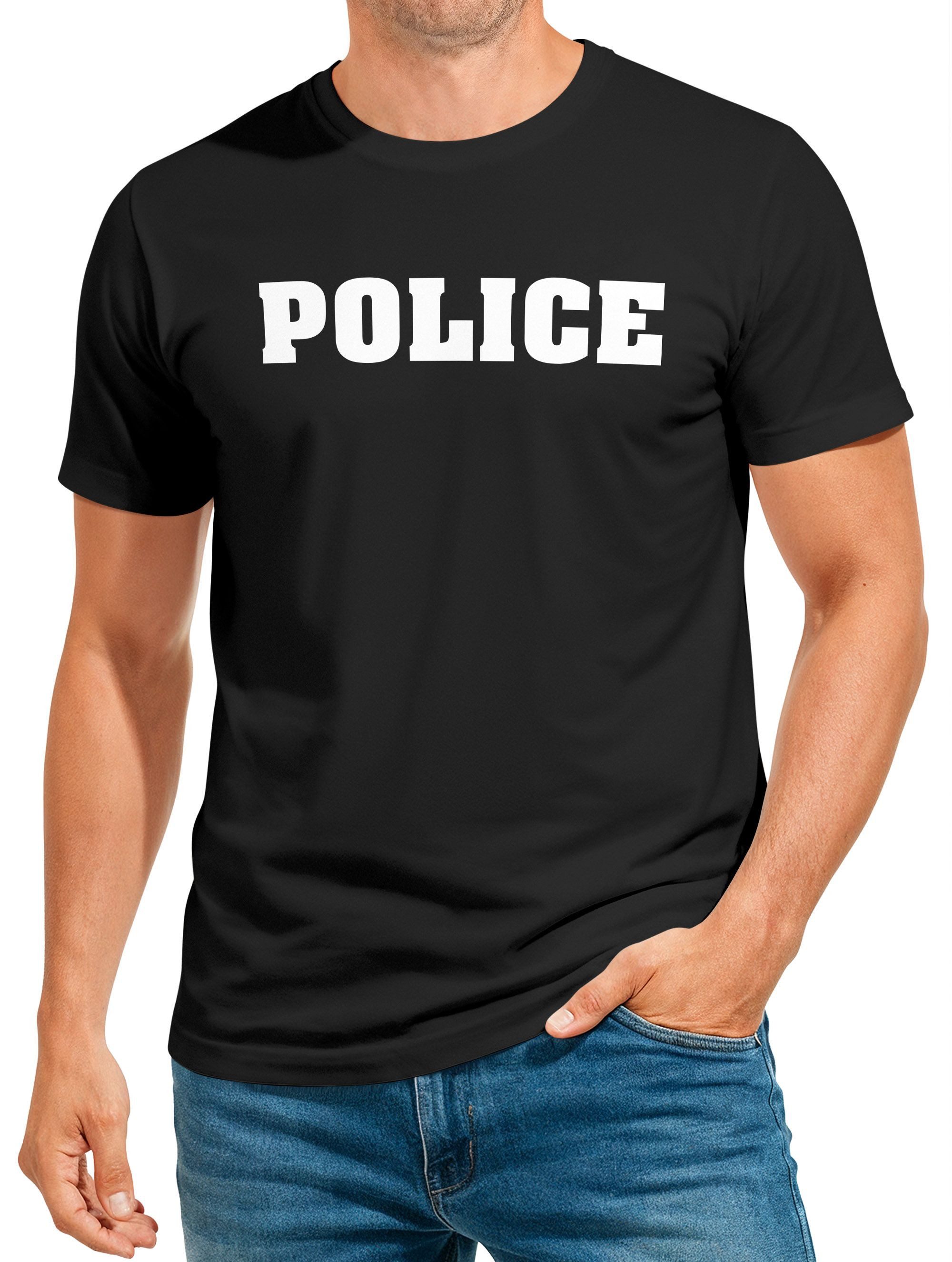 MoonWorks Print-Shirt Herren T-Shirt Fasching Police Polizei Faschings-Shirt Kostüm Last mit Print