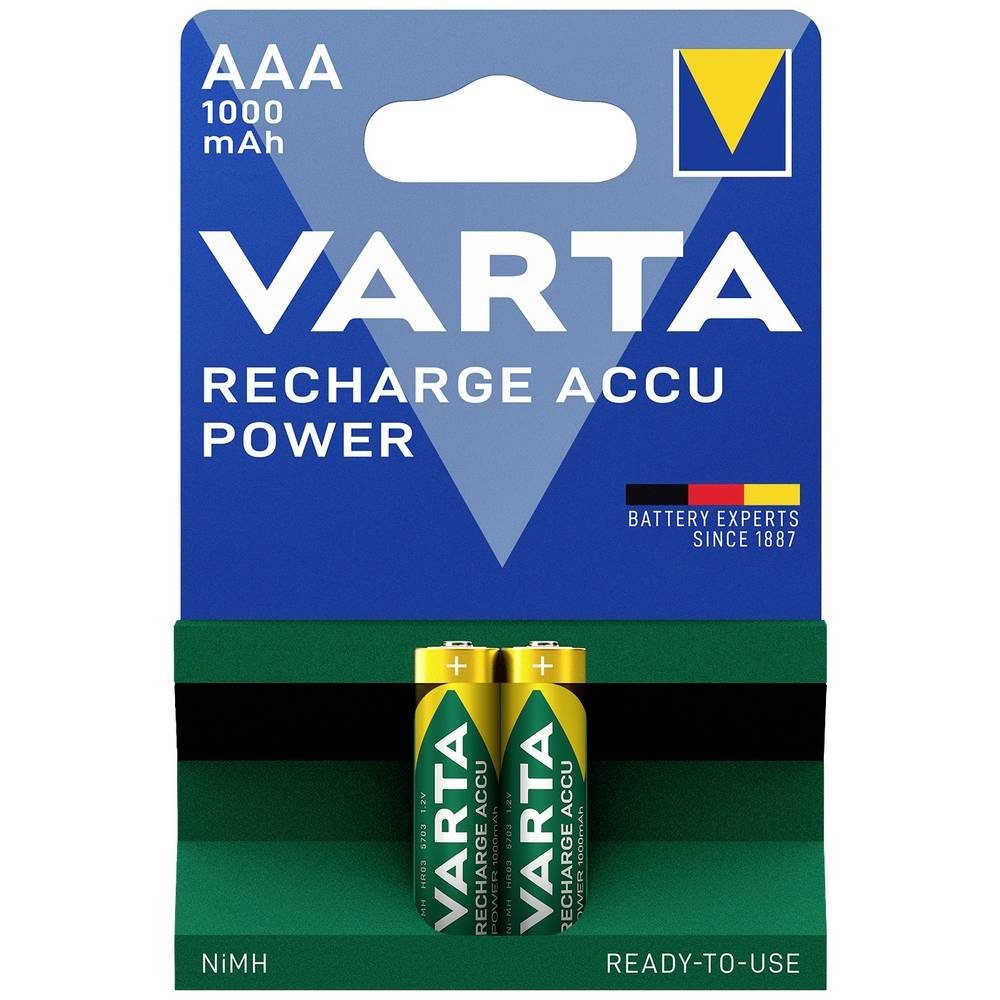 Power AAA VARTA Blister Akku 1000mAh RECHARGE 2 ACCU