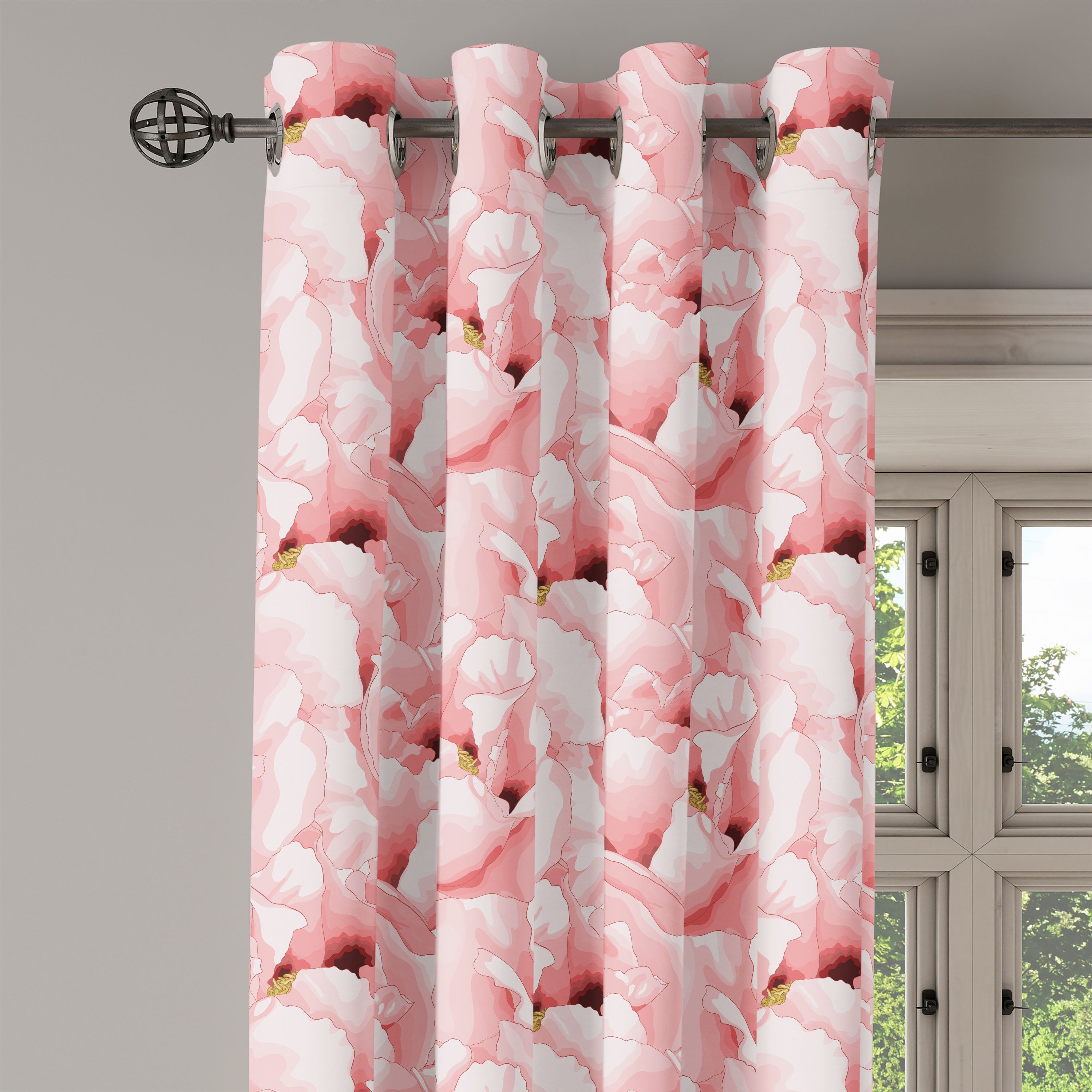 Dekorative für Abakuhaus, Gardine Weinlese-Blumen-Blüte Aquarell Schlafzimmer 2-Panel-Fenstervorhänge Wohnzimmer,