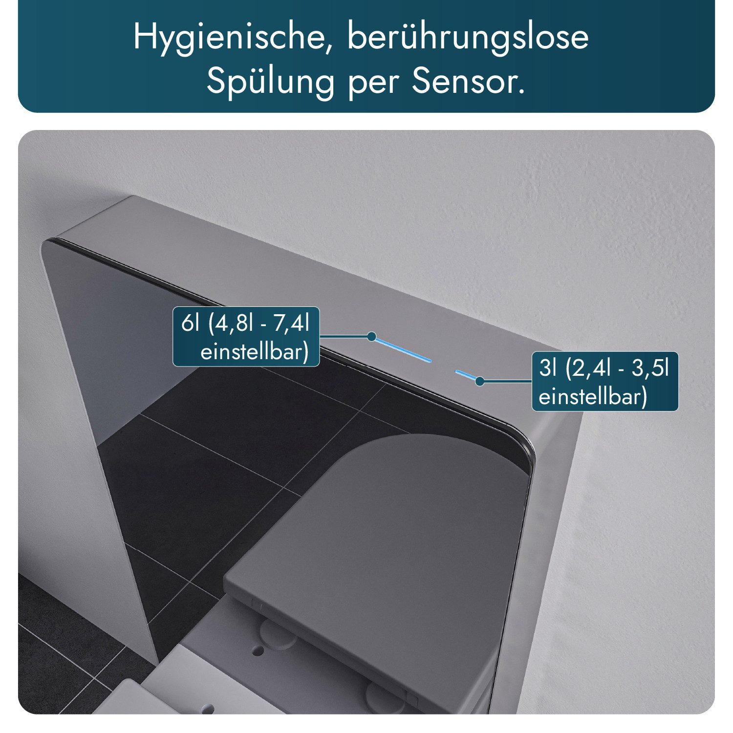 Bernstein Vorwandelement WC 805S, Sanitärmodul / Aufputz Spülkasten für Wand WC Toilette mit Sensor