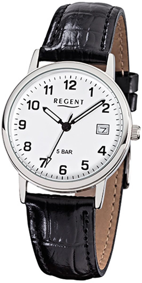 Quarzuhr Regent Herren-Armbanduhr schwarz Analog