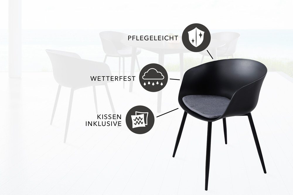 riess-ambiente Gartenstuhl DESIGNO schwarz (Einzelartikel, 1 St), Esszimmer · Kunststoff · Metall · mit Armlehne · Balkon · Outdoor – Bild 3 von 5