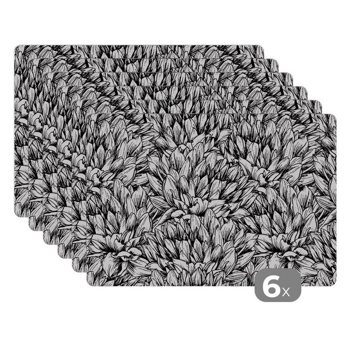 Platzset Blumen - Zentangle - Muster MuchoWow (6-St) Platzset Platzdecken Platzmatte Tischmatten Schmutzabweisend