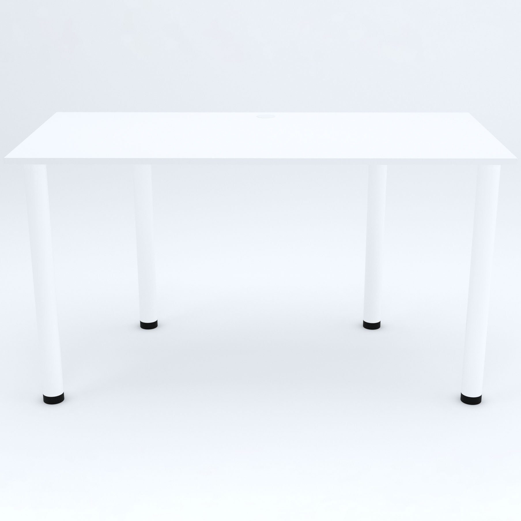 Schreibtisch, weißen PVC Beinen mit AKKE Schreibtisch und Weiss Kabeldurchführung 2mm
