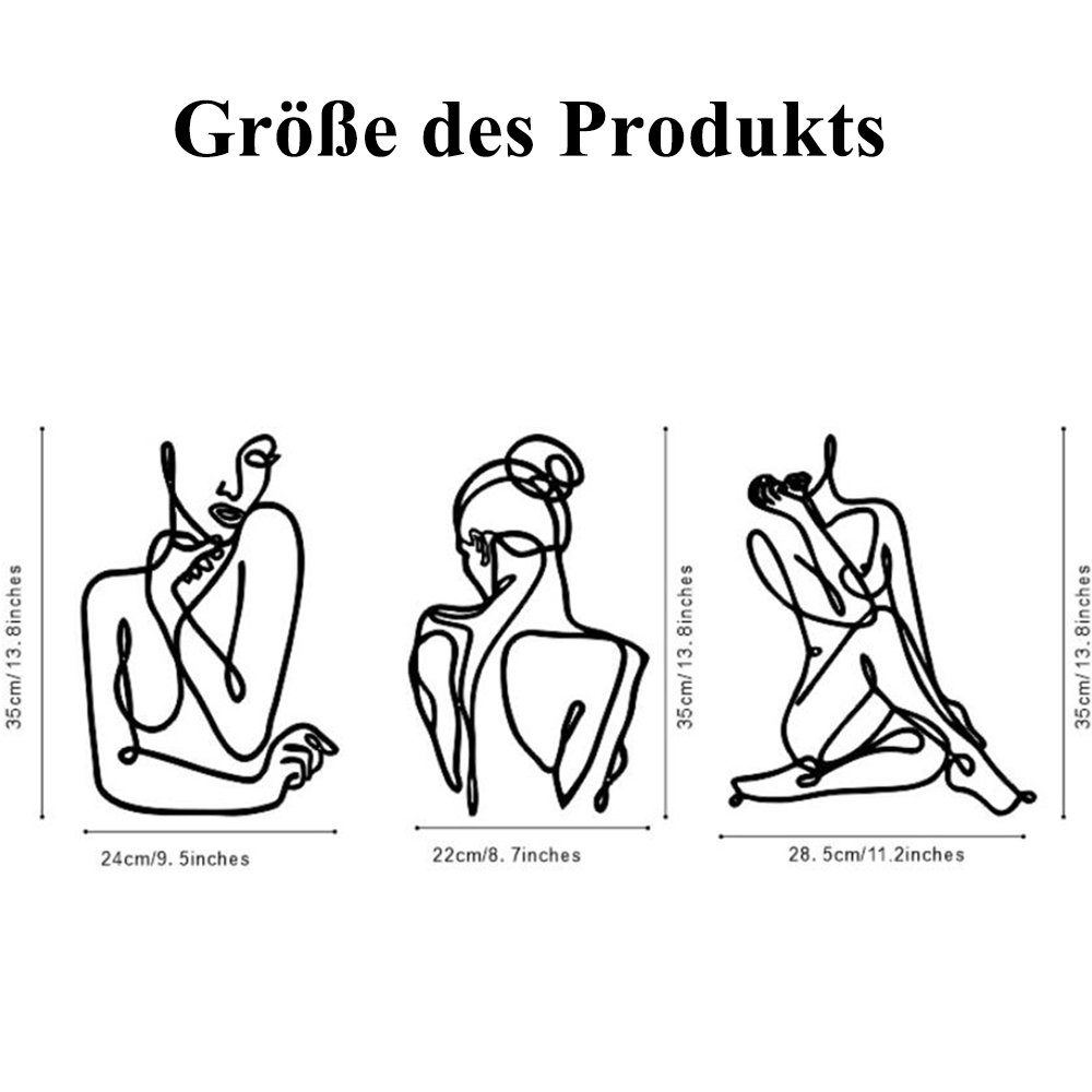NUODWELL Wanddekoobjekt 3 Stück Metall Wanddekoration,Schwarze Metall Wandk günstig online kaufen