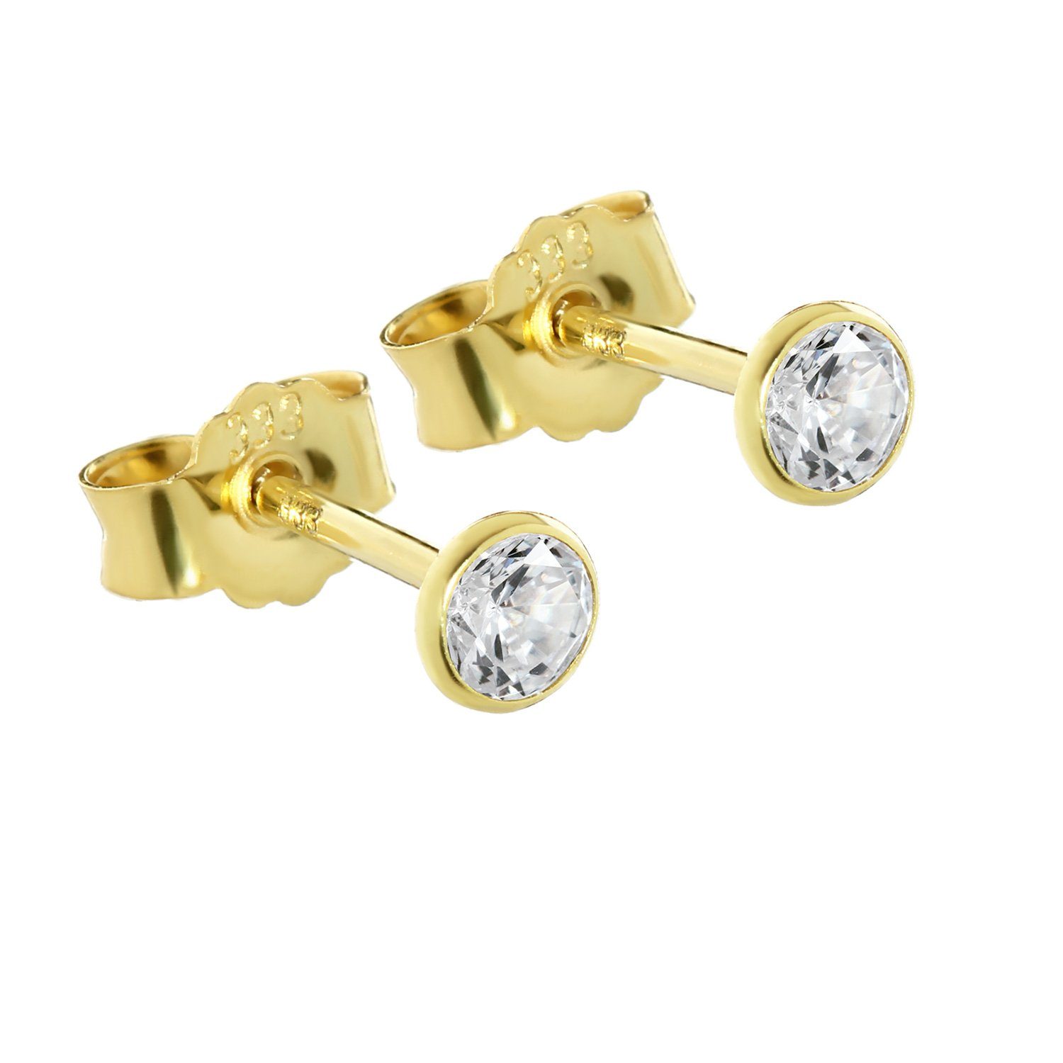 NKlaus 333er Gold 3,5mm Cubic Da Paar Zirkonia Paar Ohrstecker Ohrstecker