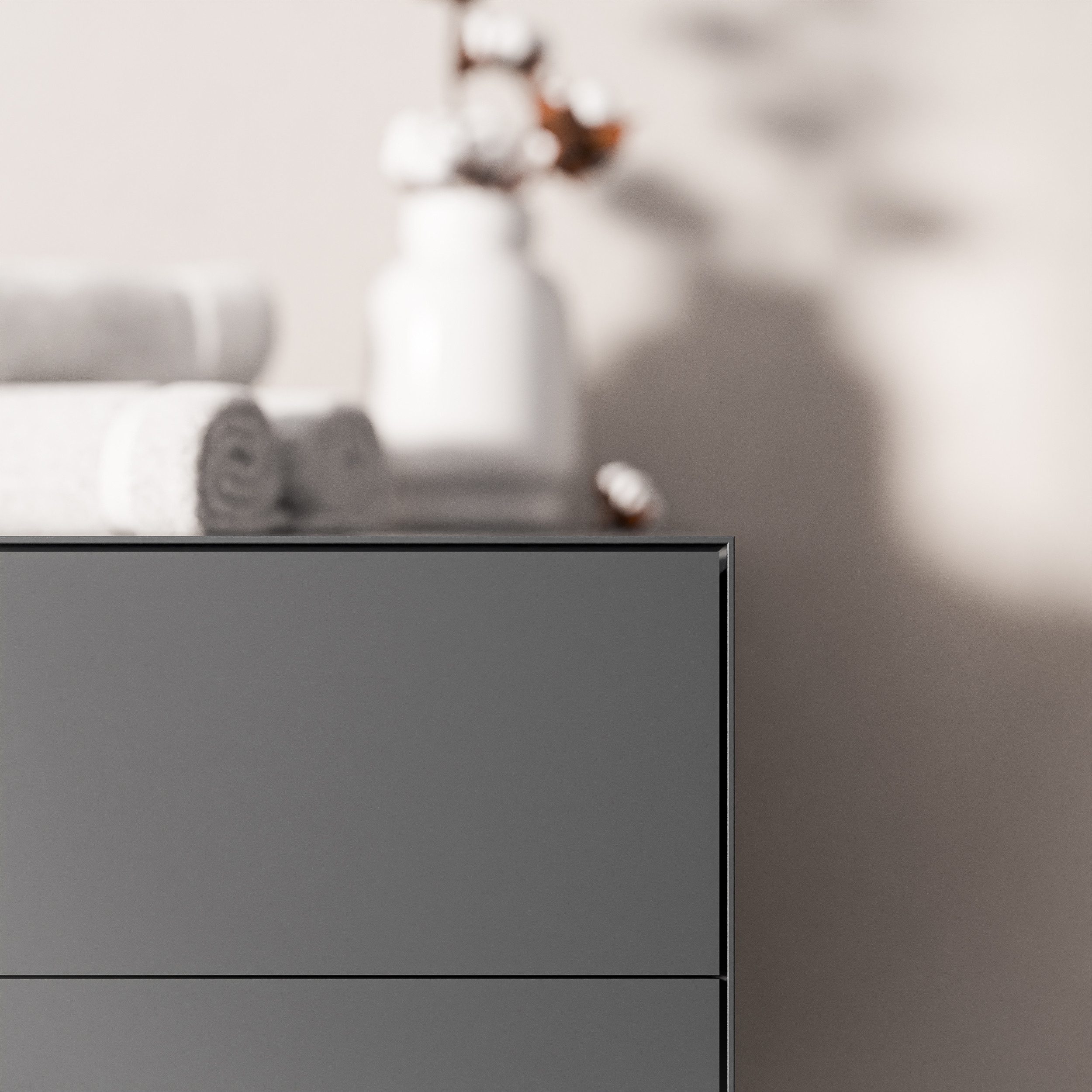 Bernstein Waschbeckenunterschrank MILOU 140cm Anthrazit matt Unterschrank für Aufsatzwaschbecken 2 Schubladen