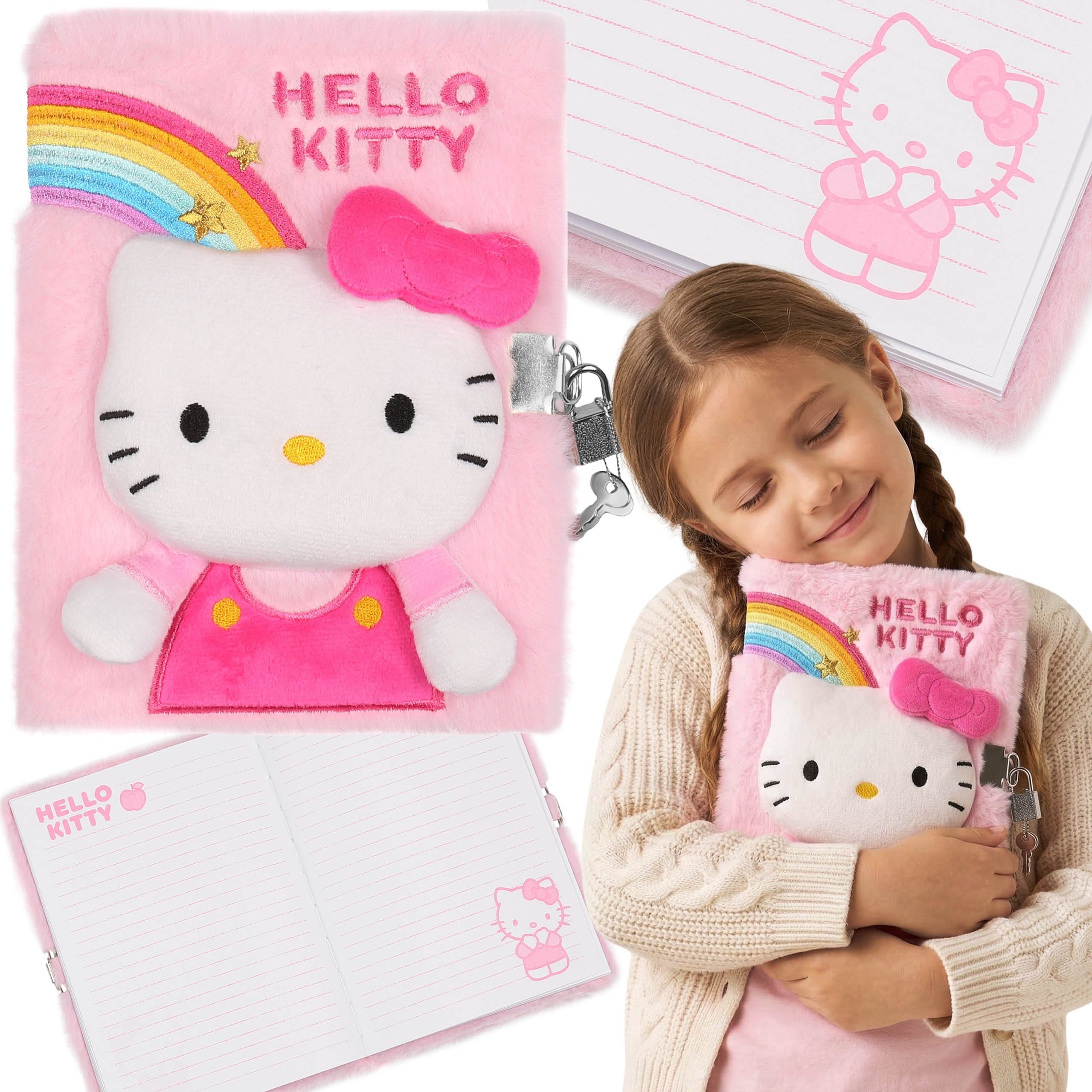 Sarcia.eu Notizbuch Hello Kitty Plüsch Notizbuch A5 für Mädchen, liniert Tagebuch