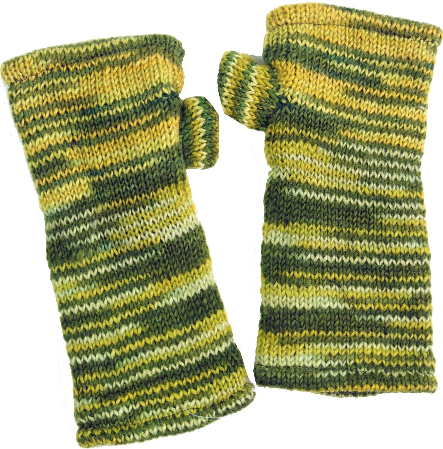 Guru-Shop Strickhandschuhe Handstulpen, handgestrickte Wollstulpen aus..