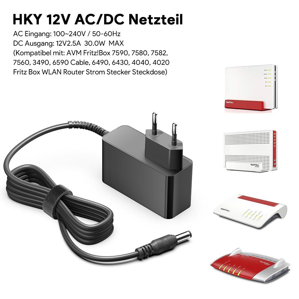 HKY 12V Ladekabel Fritzbox AVM Fritz!Box 6590 7580 7582 7590 FW 311POW134 Netzteil (Docking Stations, Messgeräte, Audiosysteme, CD Player, Netbooks)