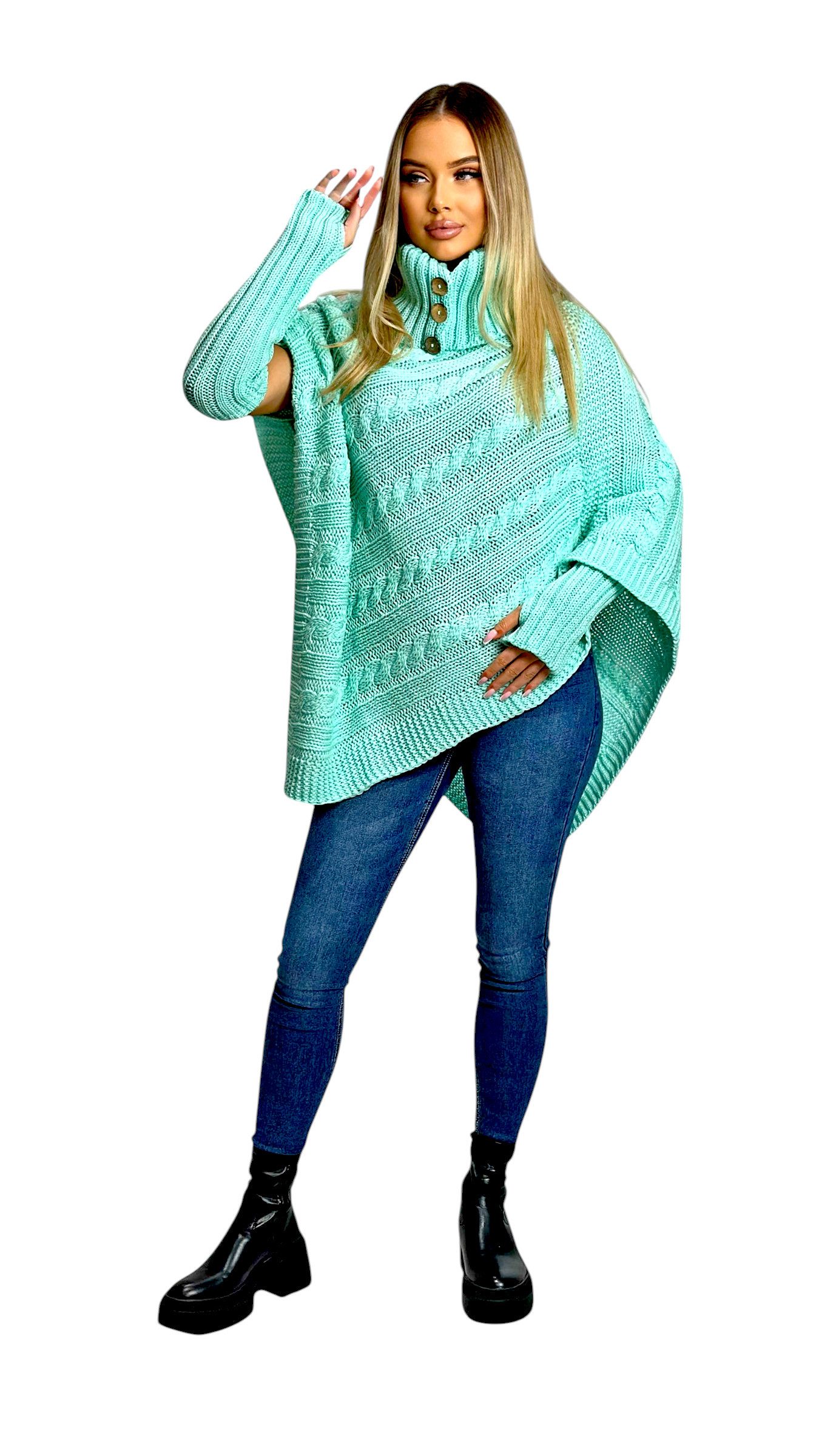 Mississhop Strickponcho Poncho Strick Sweatshirt Pullover Umhang Überwurf m günstig online kaufen
