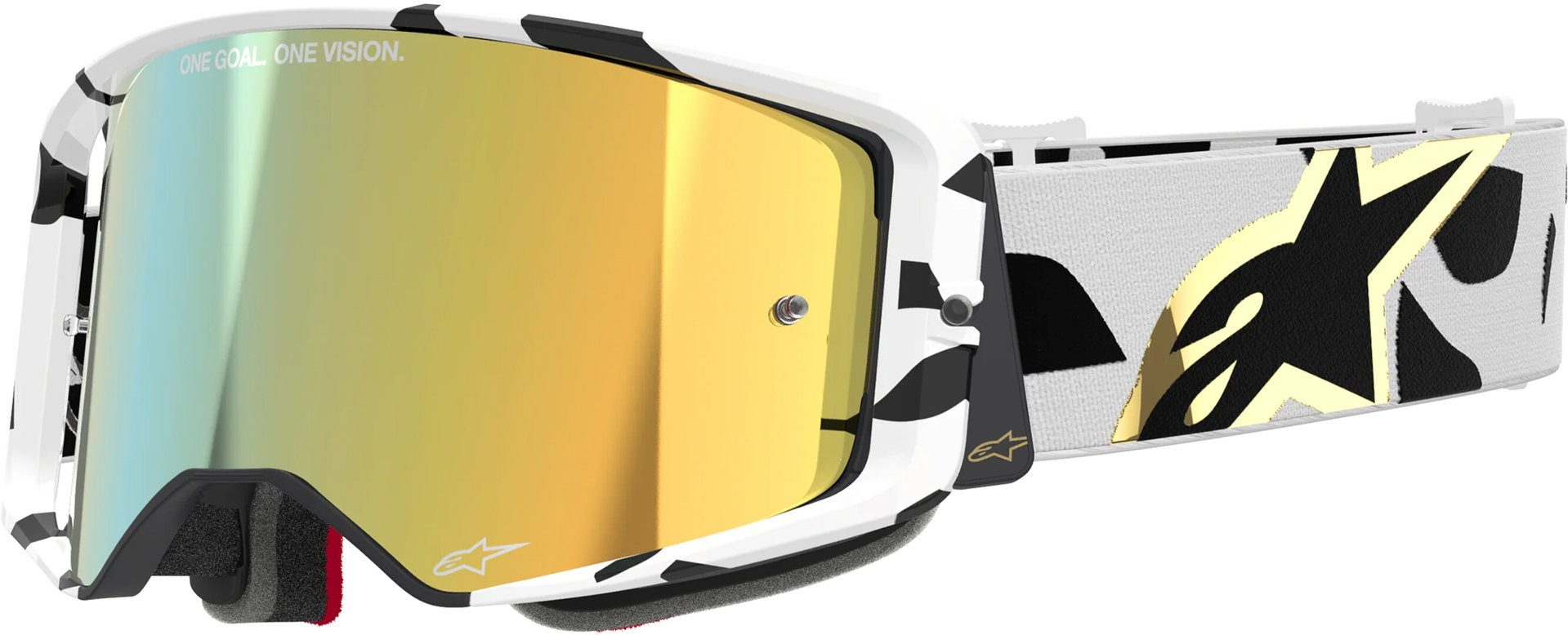 Alpinestars Motorradbrille Supertech Corp Absolute Vision Gold Motocross Brille, Mit Band
