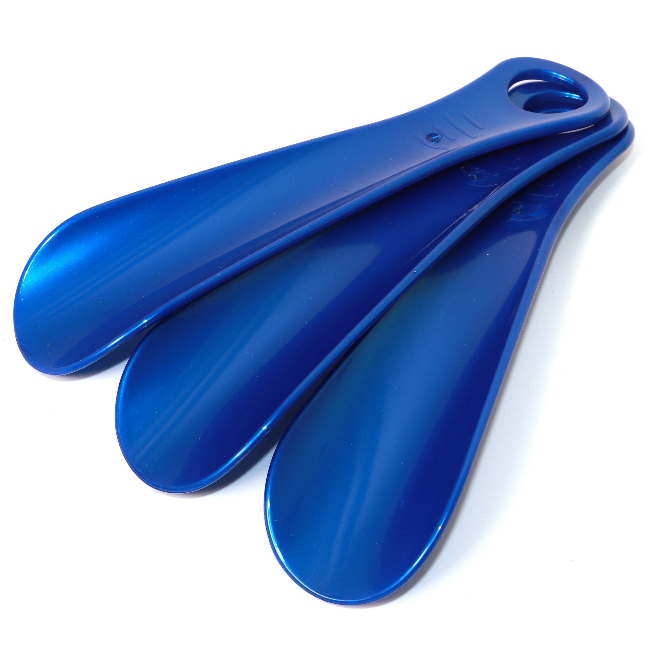 Schuhlöffel 3x Metallic-Blau Schuhlöffel Schuhanzieher aus Kunststoff mit Lochung
