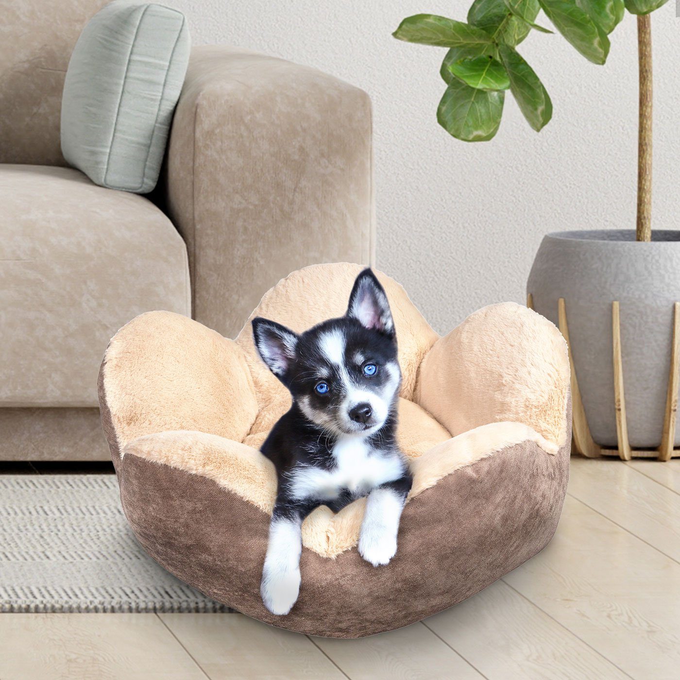 Wahre Tierliebe Tierbett - Blume - Premium Bett für Hunde/ Katzen - 2in1 zum umstülpen