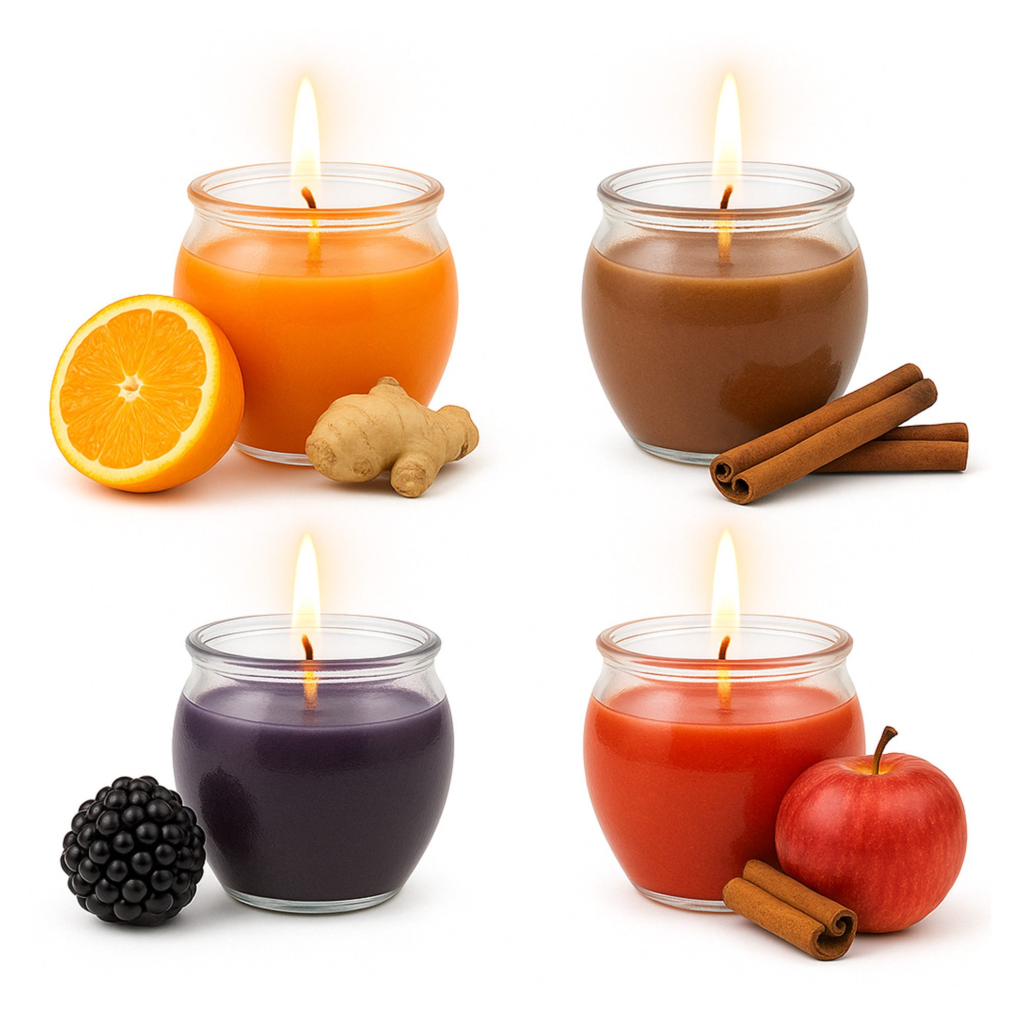 HS Candle Duftkerze Mix Mehrfachpack (12-tlg), Kerze im Glas "Winter Spice", lange Brenndauer, 6cm x Ø6cm