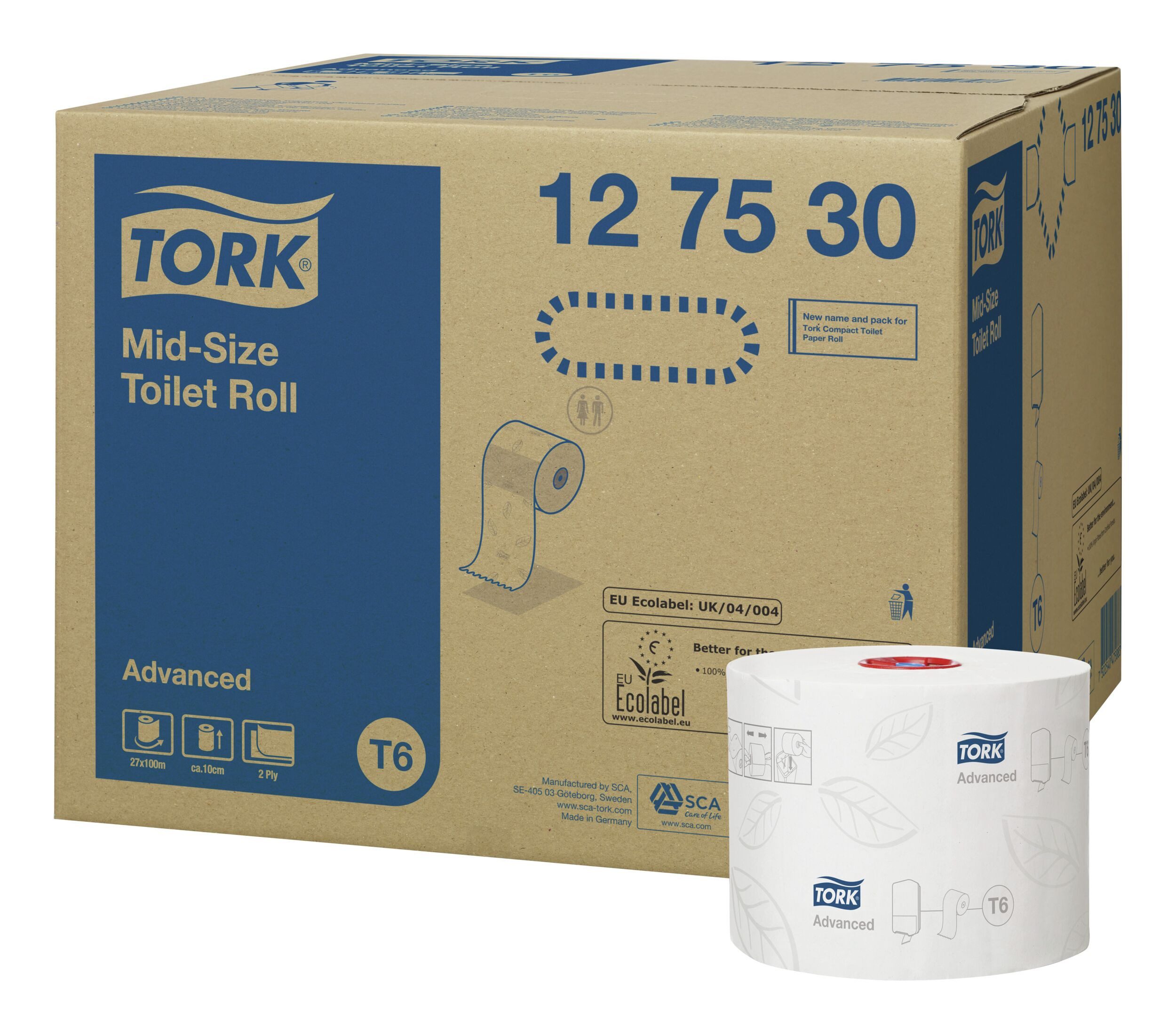 TORK Toilettenpapier, Advanced Midi T6 2-lagig