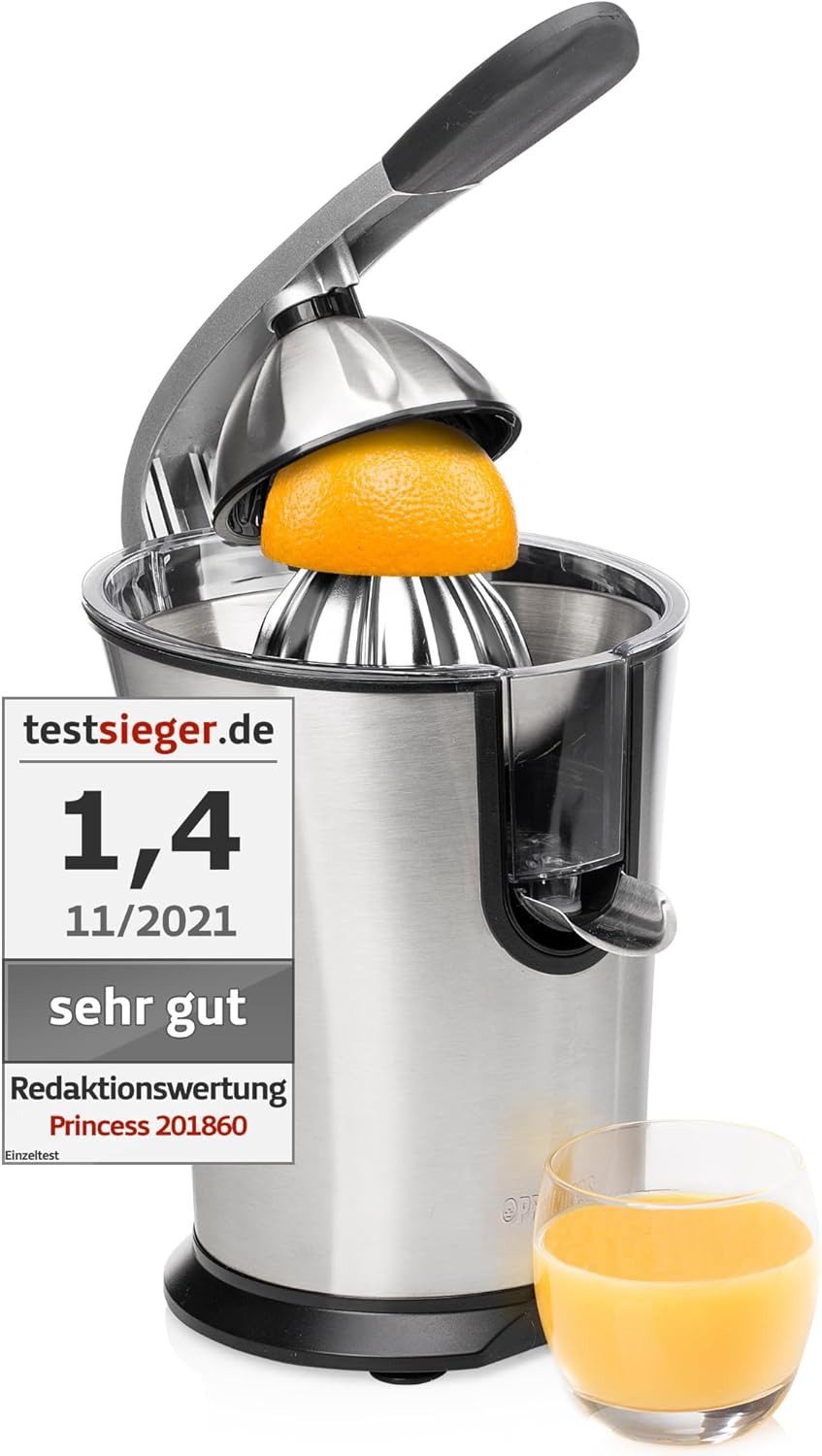 PRINCESS Zitruspresse Princess 01.201860.01.001 Master Juicer Pro – Edelstahlkonus – 300 Wat, 300 W, Edelstahl-Kegel - 300 W Motor