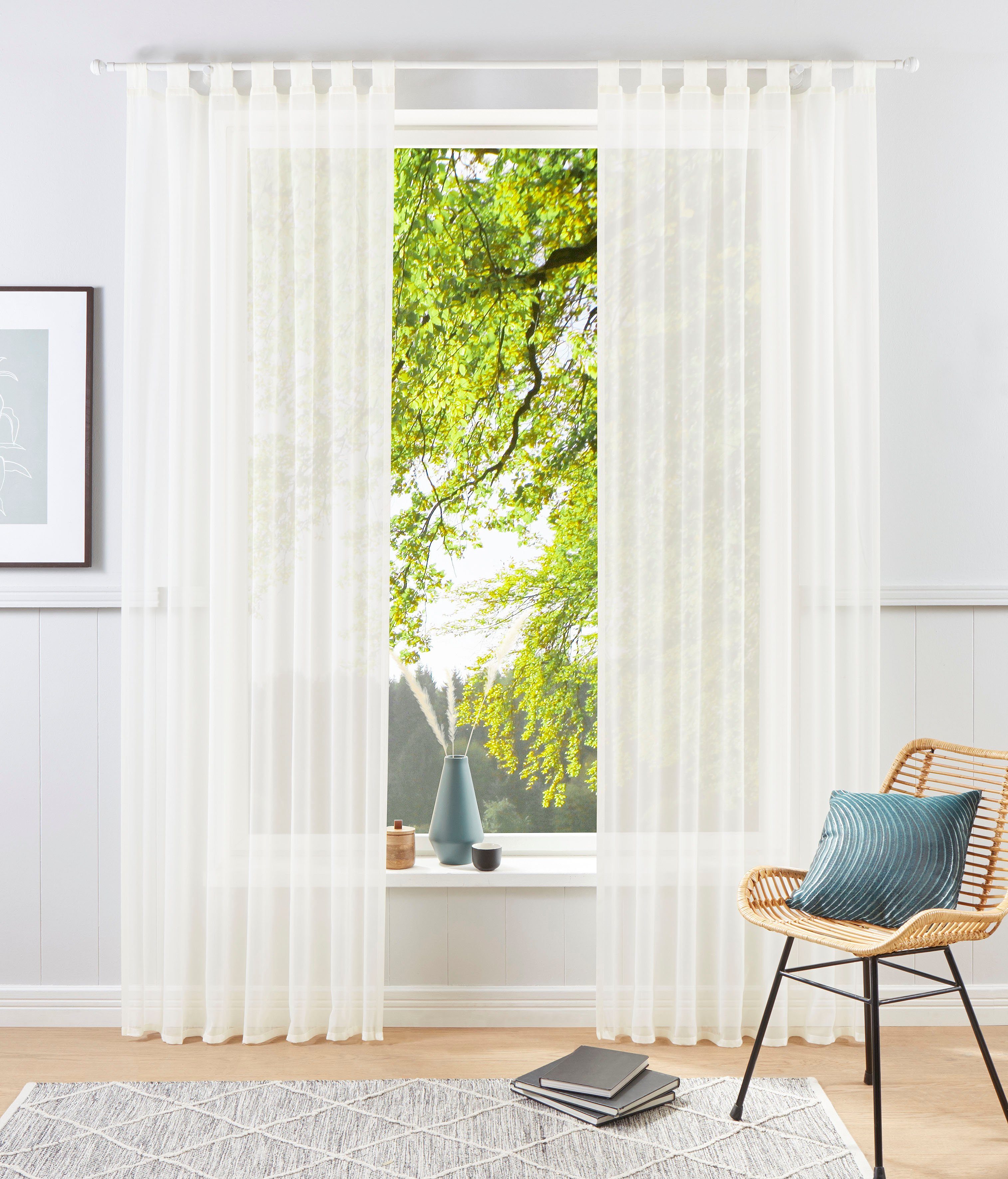 my home Gardine XANA mit Ösen, Kräuselband oder Schlaufen (1 St), Schlaufen günstig online kaufen