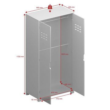 loft24 Kleiderschrank Lava mit 2 Türen, mit integrierten Kleiderstangen, Qualität Made in Denmark