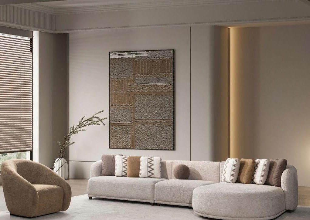 Xlmoebel Ecksofa Ecksofa Sessel Beige Wohnzimmer Stil Modern praktisch komfortabel, 4 Teile