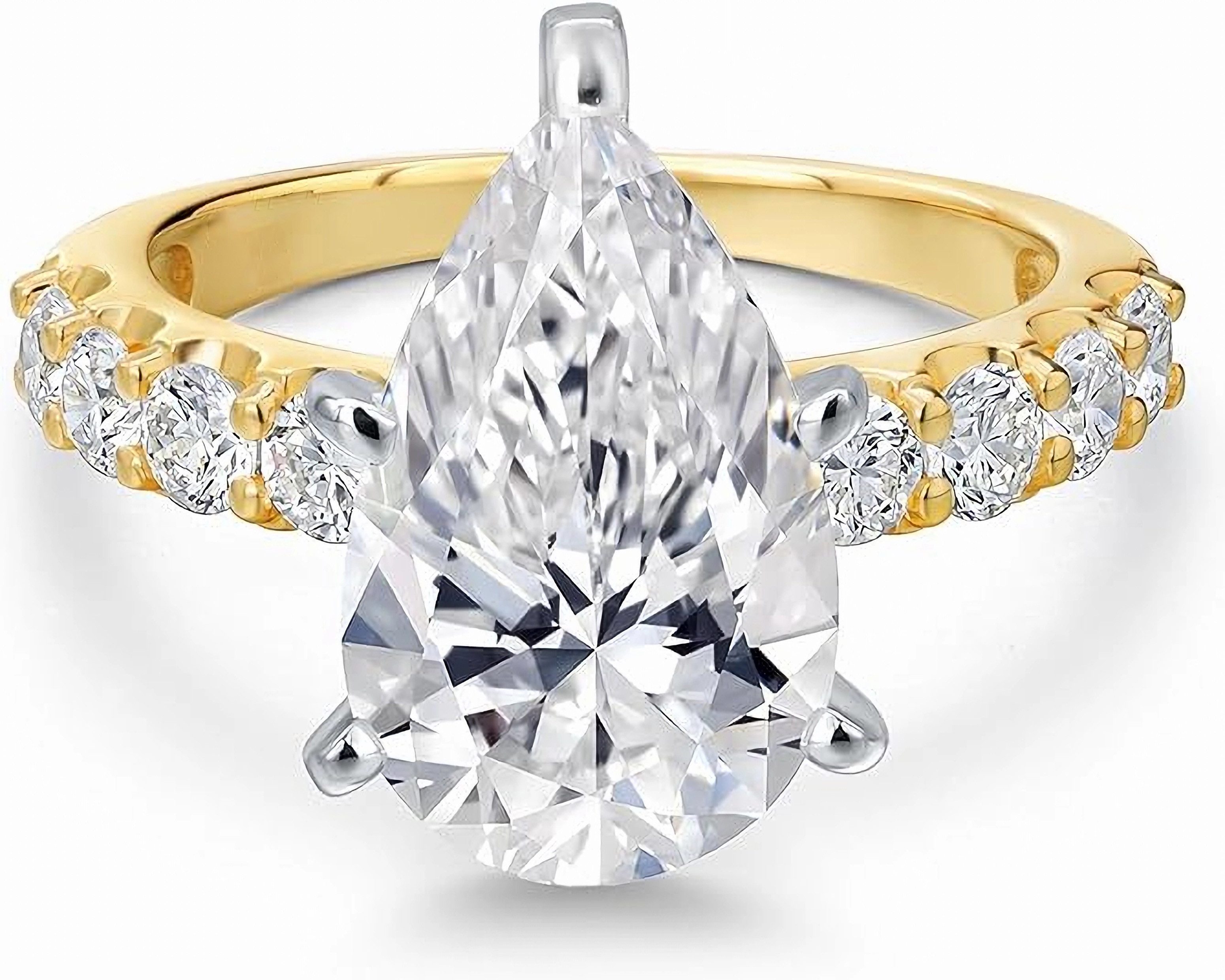 Jumpeak Verlobungsring 585 Gold, 2.5ct im Labor Diamant Birnenschliff, Dame günstig online kaufen