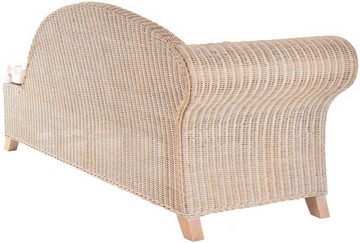 Krines Home Recamiere Rattan Recamiere Elegance Rattanliege Chaiselongue Links mit Polster