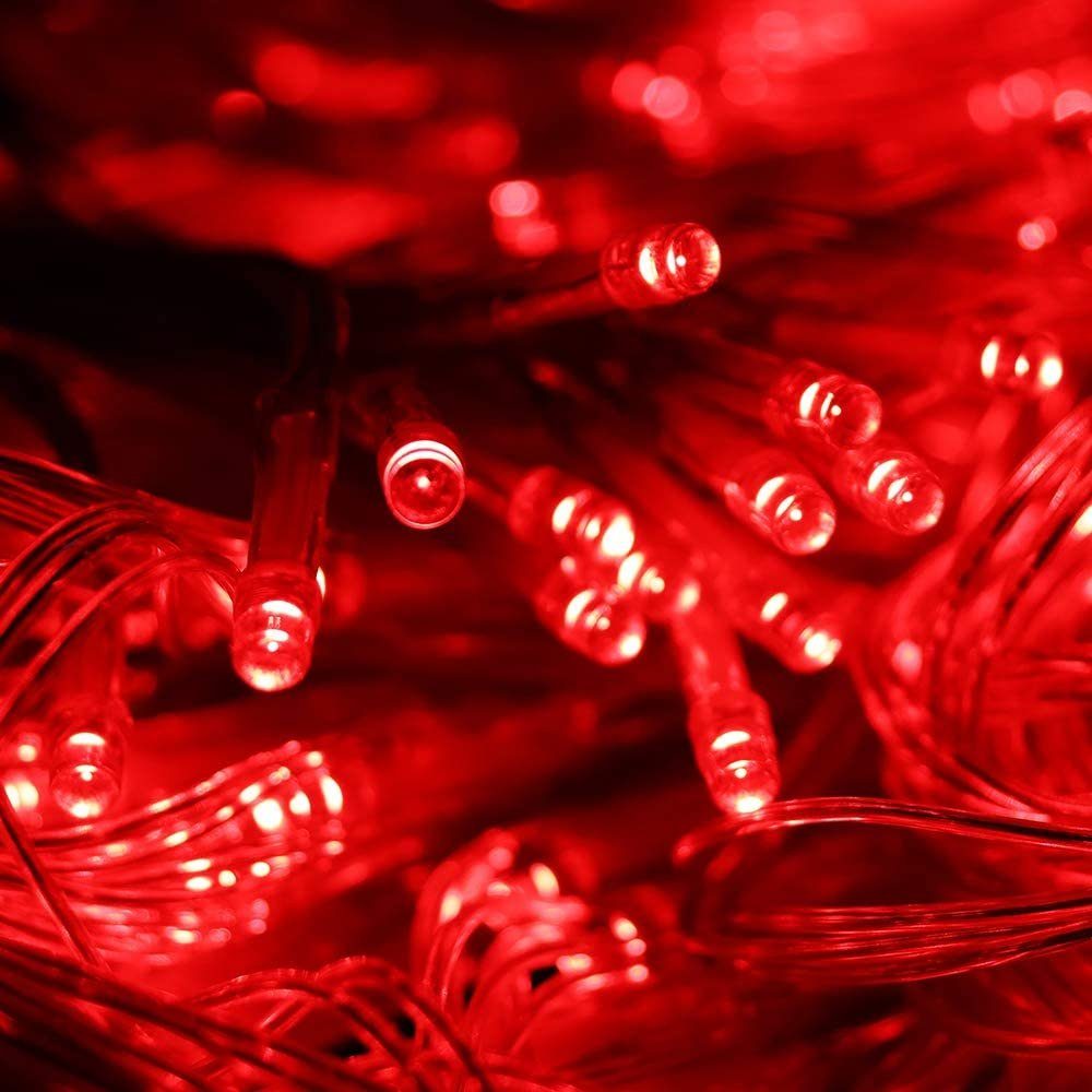 Lichternetz,Lichterkette Fernbedienung Timer, mit mit LED-Lichternetz Zimmer Modi Stecker MUPOO für Lichtketten Netz Lichtervorhang Deko 200-flammig, 8 LED Rot Weihnachten