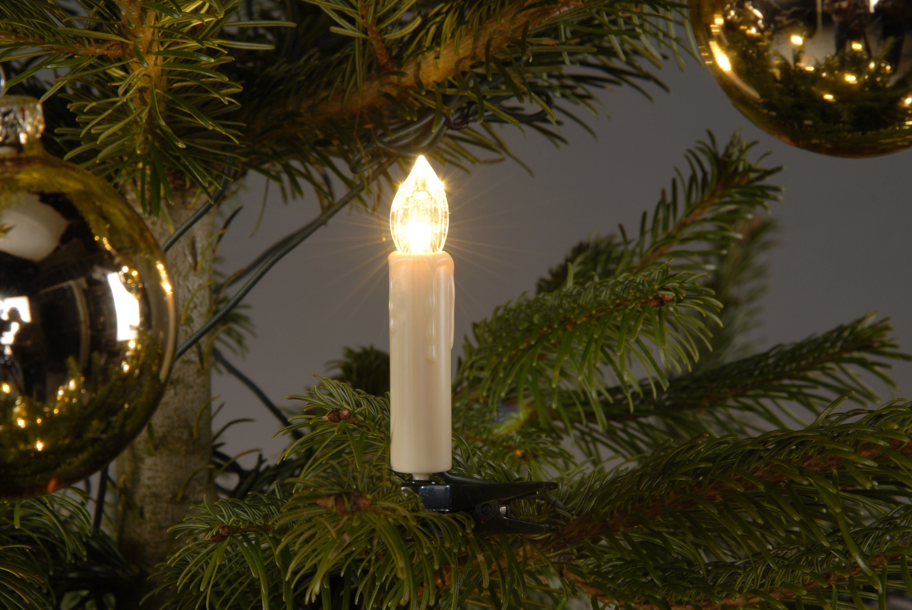 TRANGO LED-Lichterkette, 24-flammig, 340047 LED Weihnachtskerzen 24x warmweiß Kerzen IP44 Außen Stecksystem