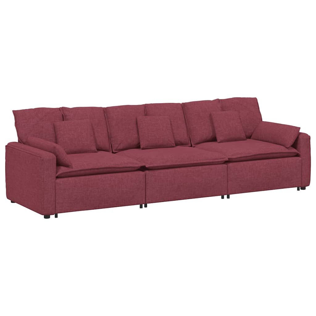 vidaXL Sofaelement Modulares Sofa mit Kissen Weinrot