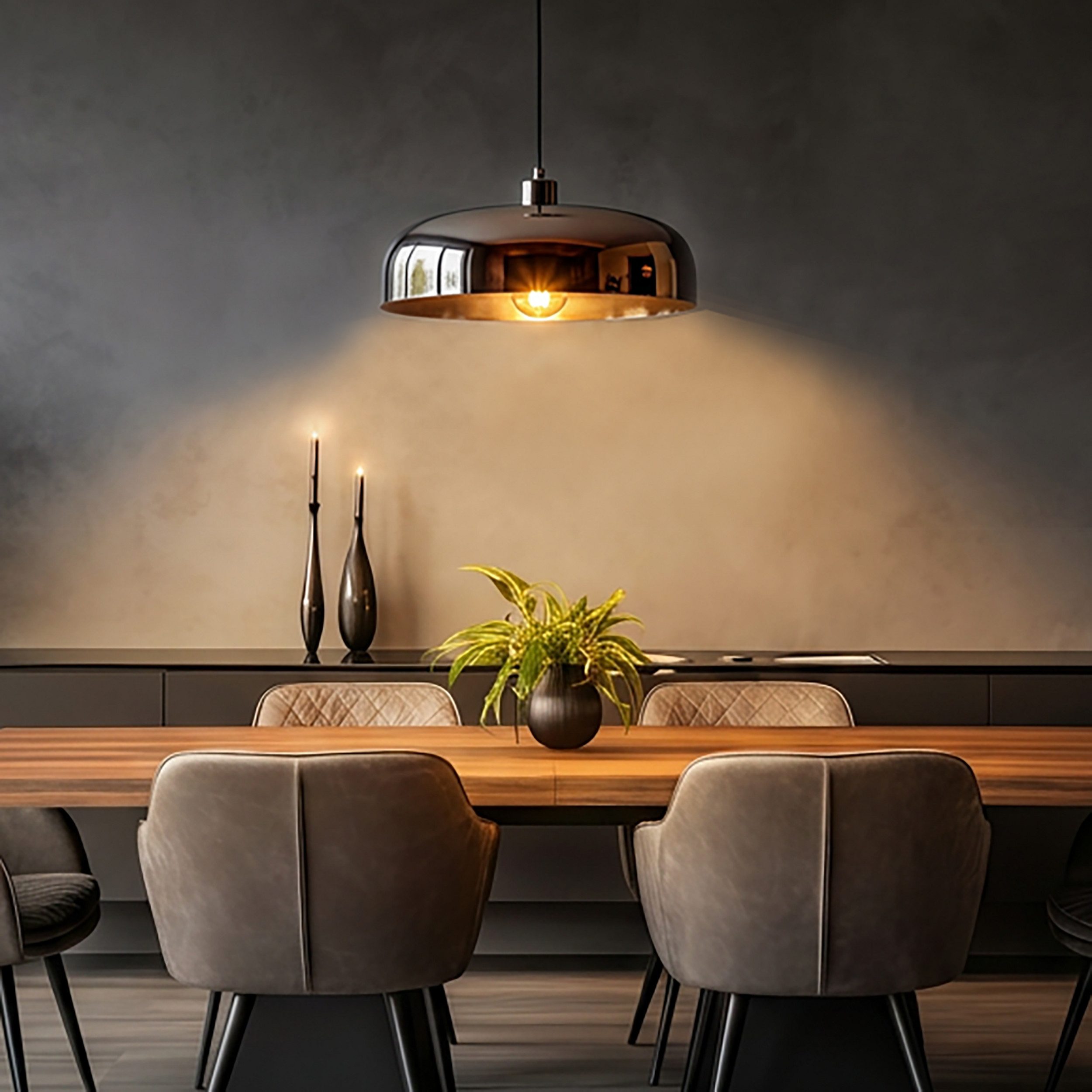 Lightbox Pendelleuchte, ohne Leuchtmittel, Pendelleuchte, Höhe 120 cm, Ø 36 cm, E27 Fassung, Metall, chromfarben