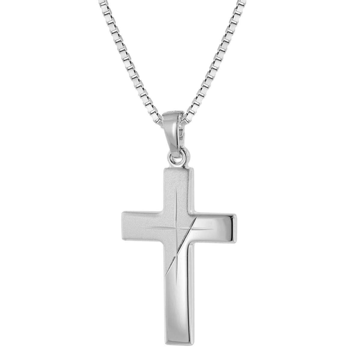 trendor Kreuzkette 63607, Silber Herren mit Kreuz-Anhänger