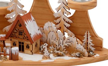 Home affaire Teelichthalter Winterlandschaft, Weihnachtsdeko aus Holz (1 St), Adventsleuchter für 4 Teelichter, Breite ca. 37 cm