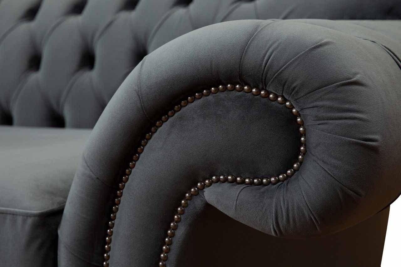Europe Couch Polster, Design JVmoebel Schwarzer Sofa in Sofa Sitzer Made 3 Textil Chesterfield