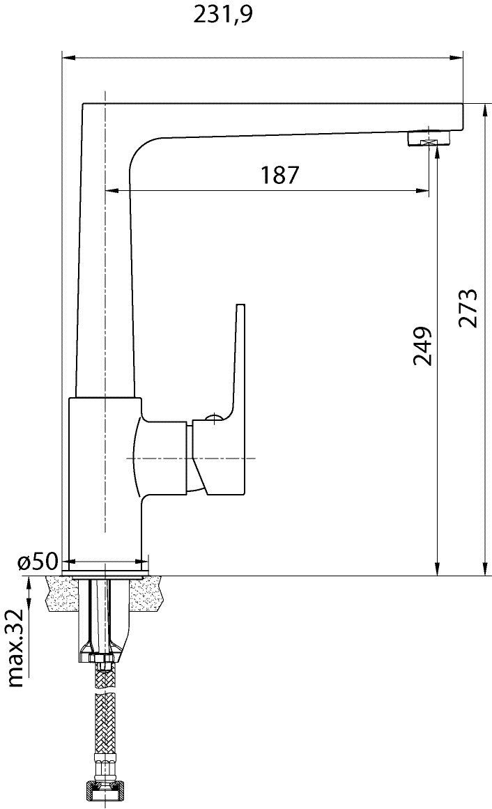 aquaSu 798907 Celina Standmontage, Wasserspar-Mischdüse, Chrom, Hochdruck, Spültischarmatur