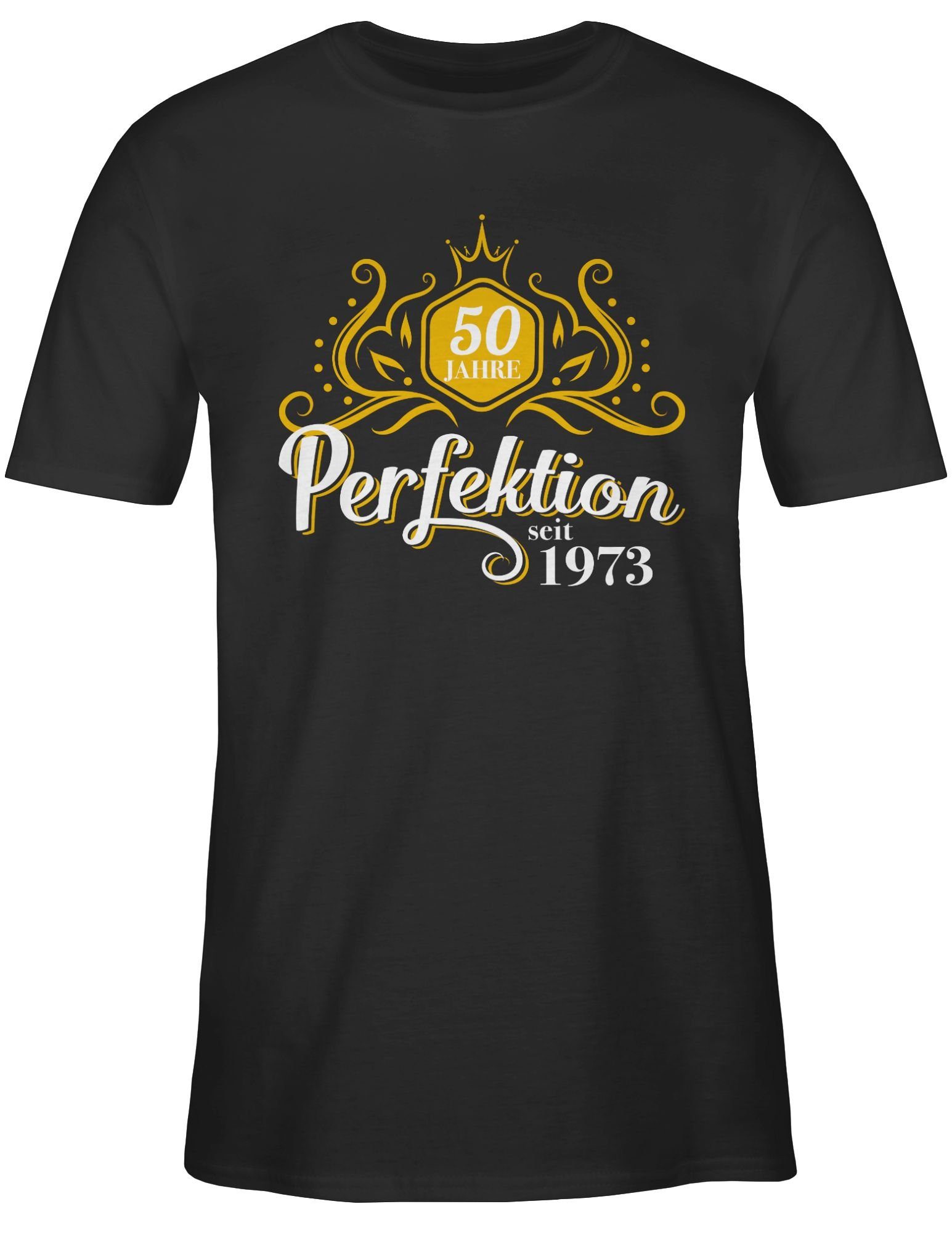 Shirtracer T-Shirt Fünfzig 1973 Schwarz 1 Geburtstag Jahre Perfektion 50